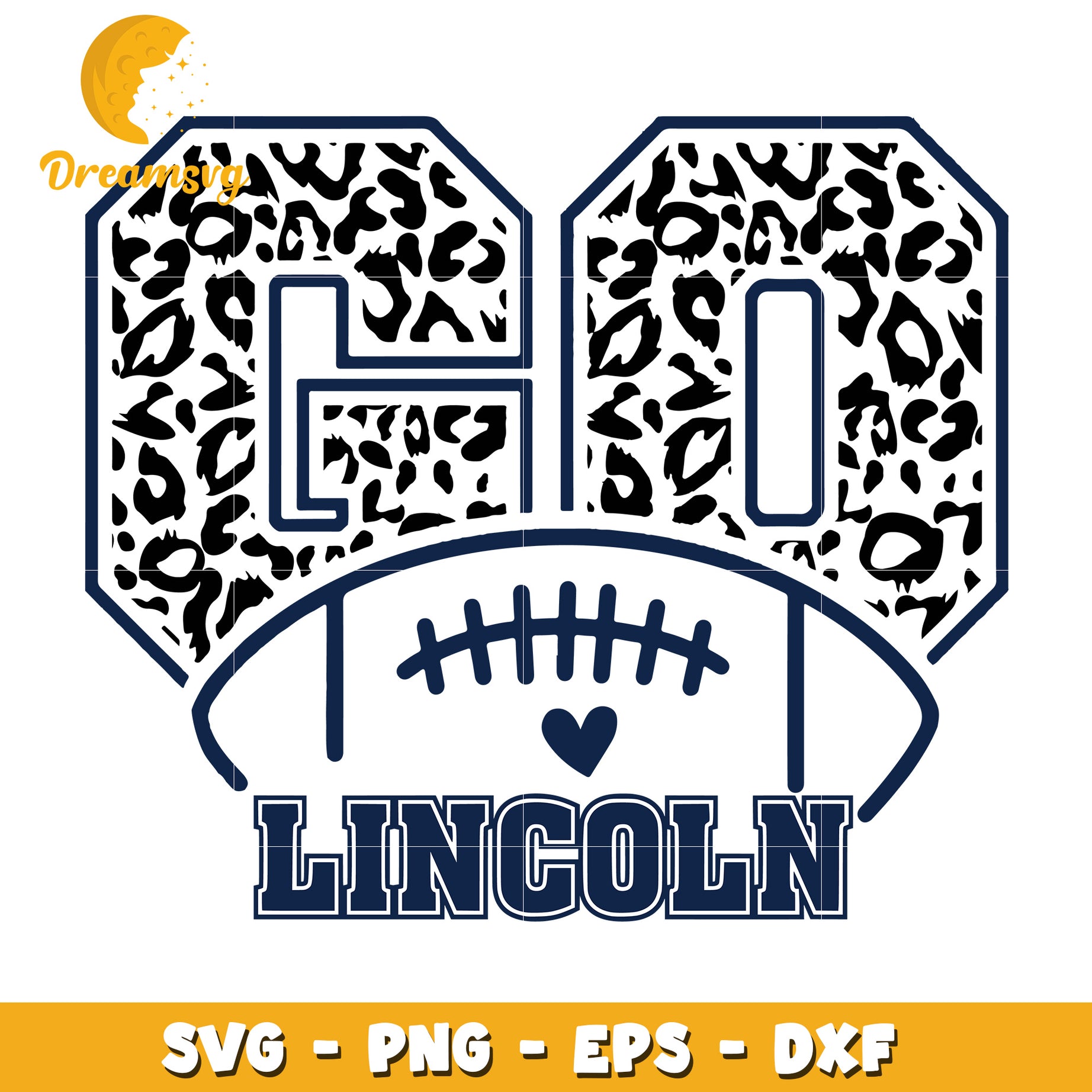 Leopard Print Go Lincoln Football SVG