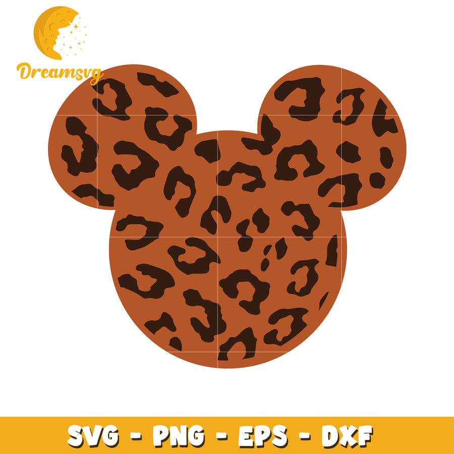 Leopard Print Mickey Mouse Ears SVG PNG EPS DXF