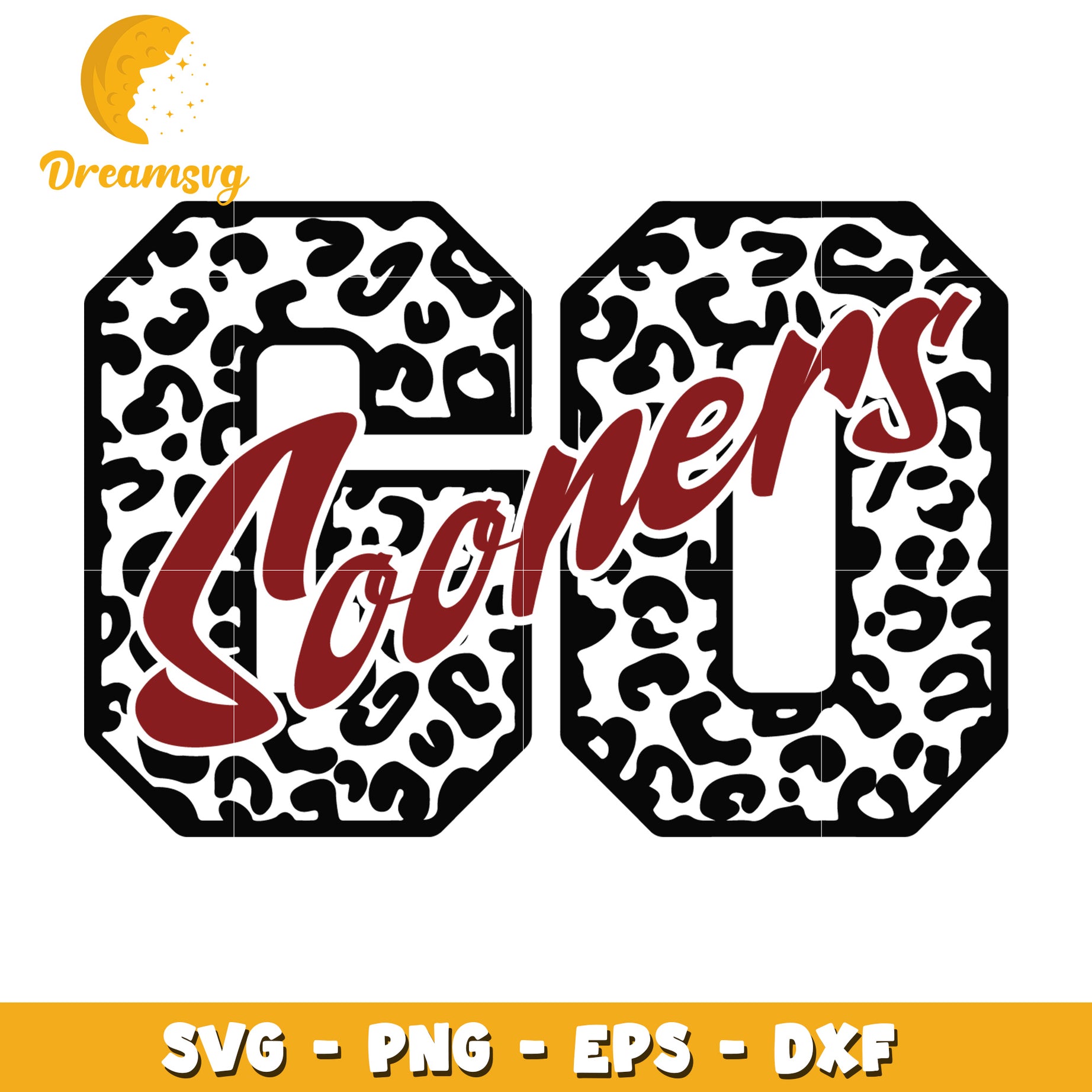 Leopard Print Sooners 60 SVG PNG EPS DXF