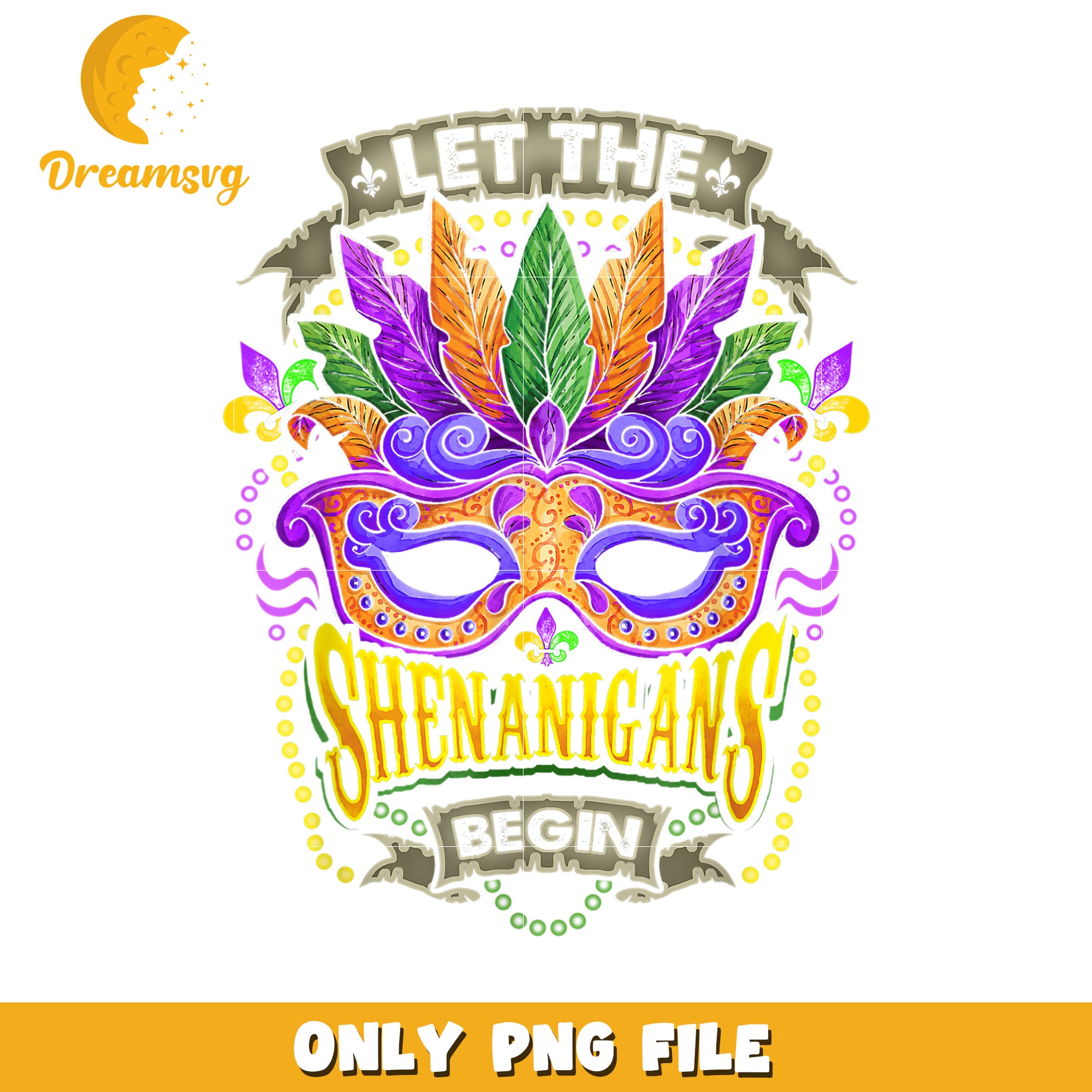 Let The Shenanigans Begin mask costume png, mardi gras day png