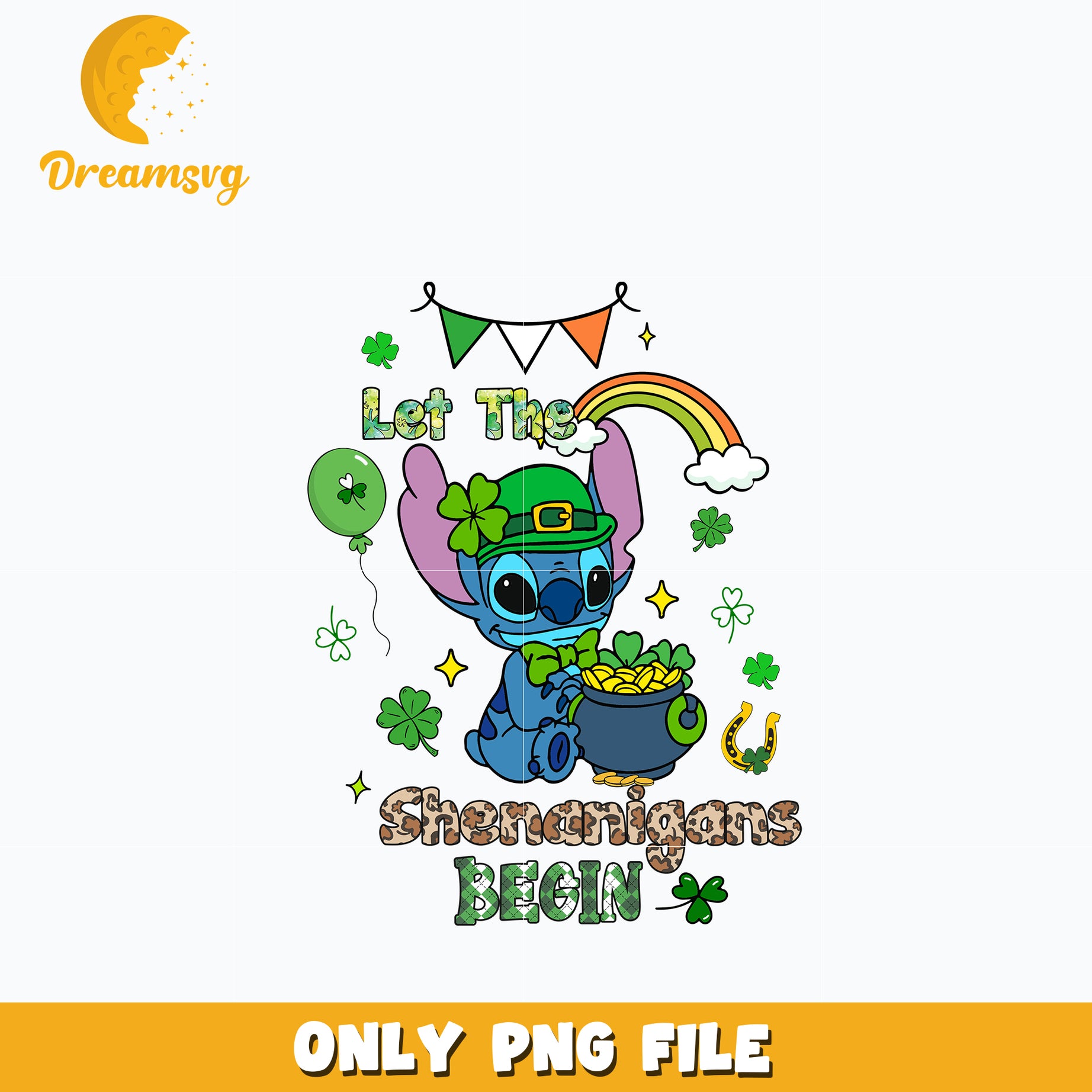 Disney Stitch Let The Shenanigans Begin St. patrick's day Png