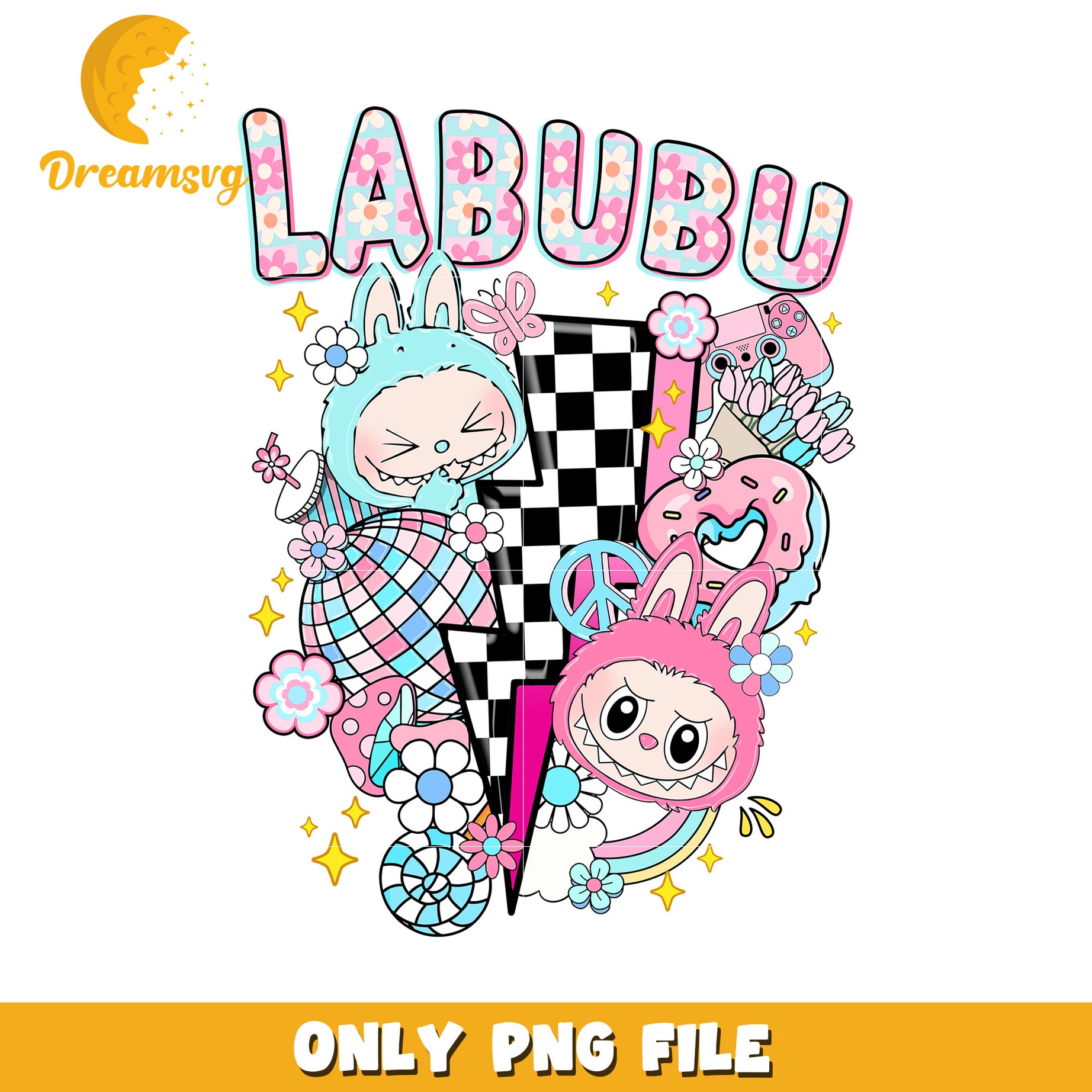 Let's play music labubu png, popmart usa png, labubu keychain​ png