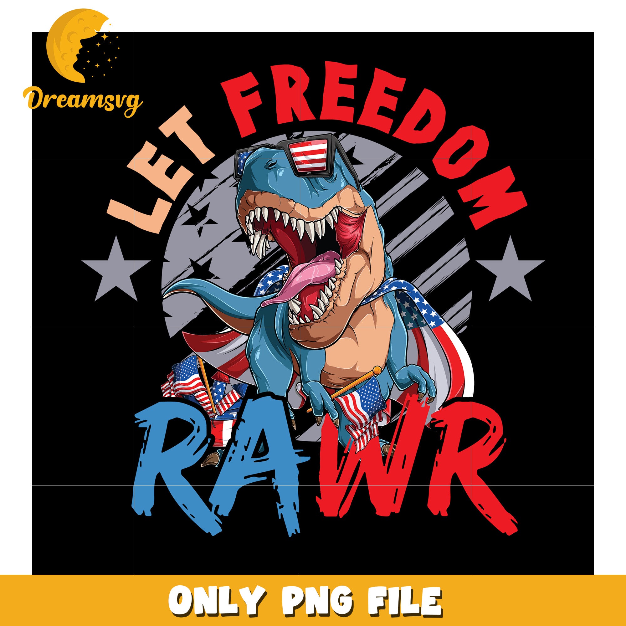 Let freedom rawr png, dinosaur 4th of july png, funny dino design png