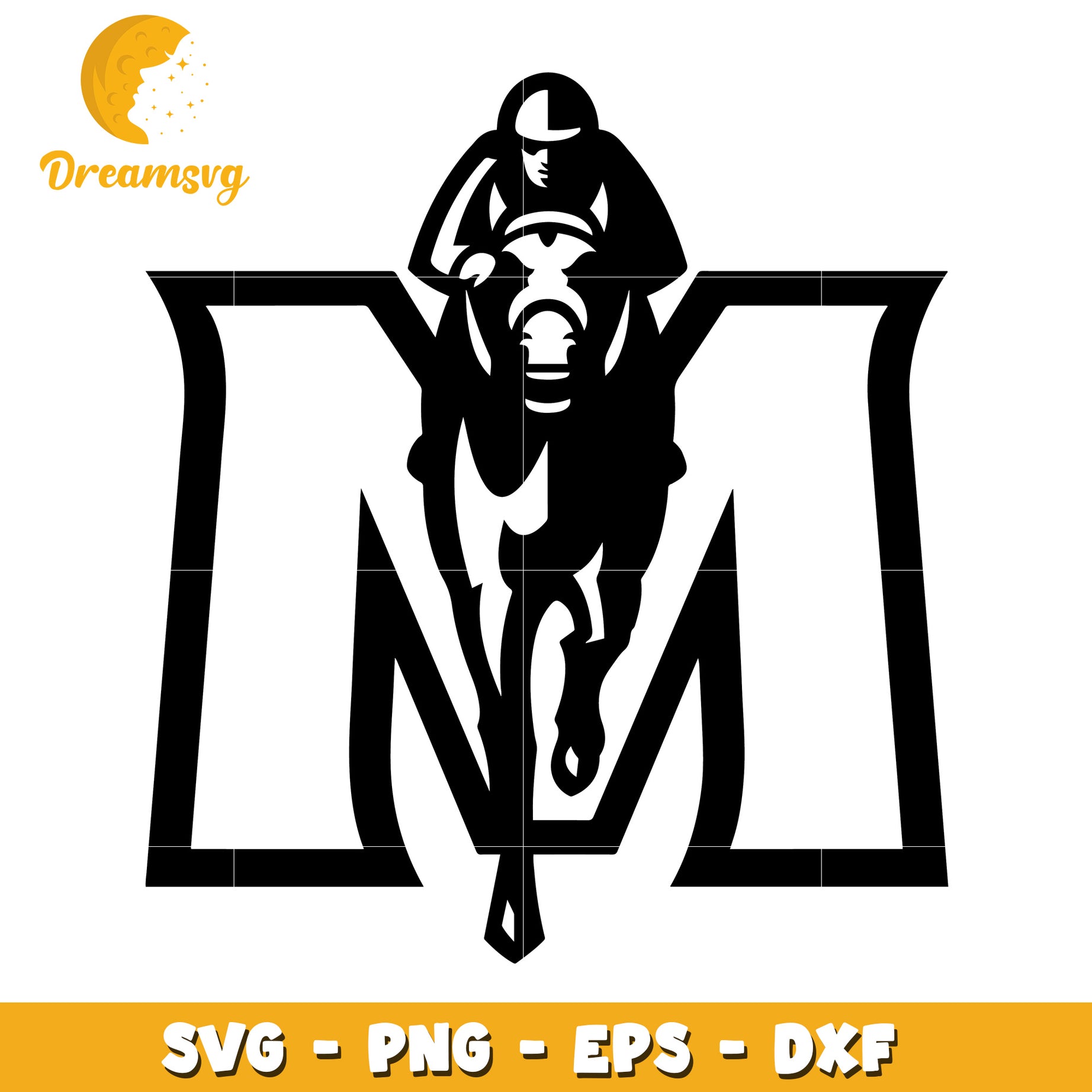 Letter M Horse Jockey SVG PNG EPS DXF