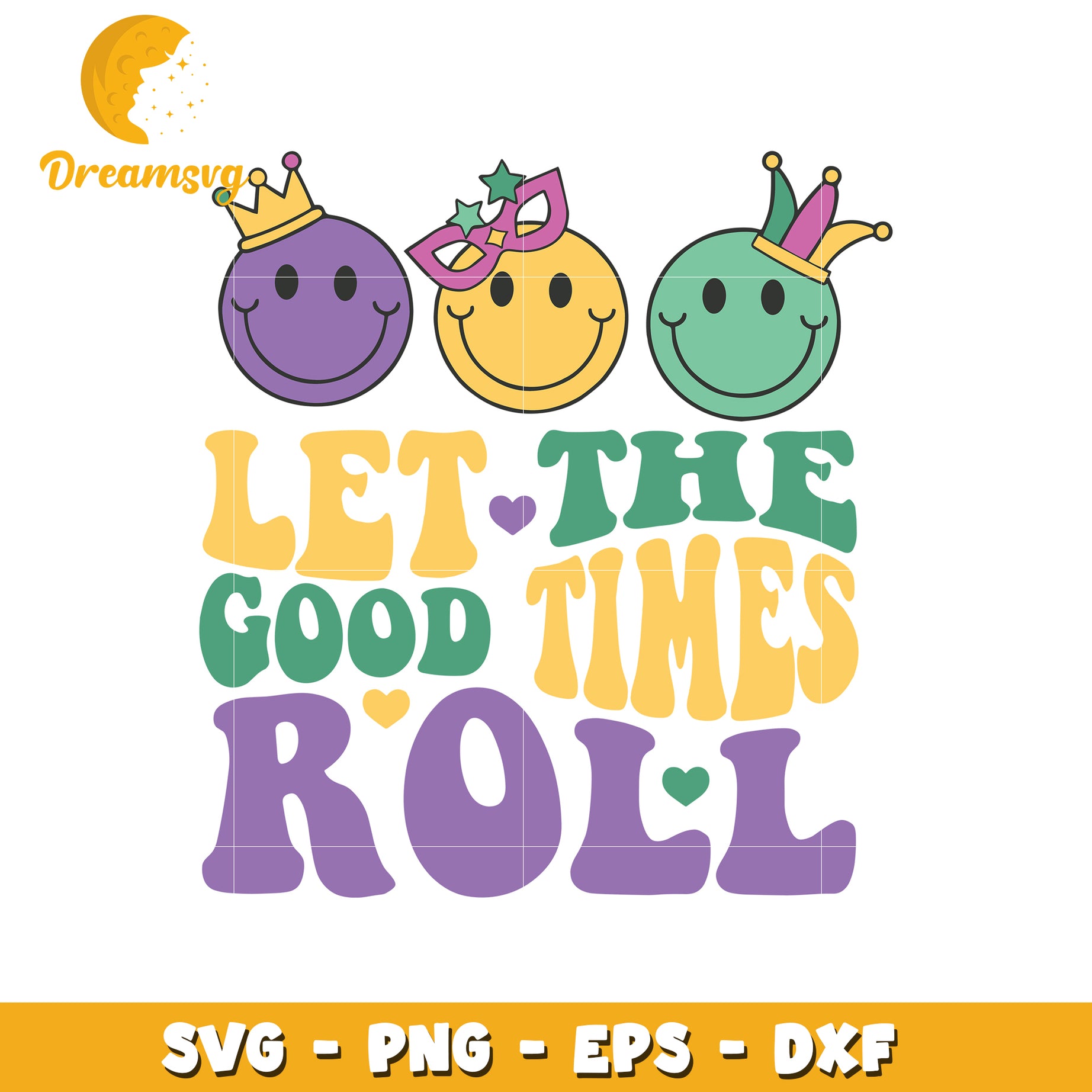 Let the good time roll svg, smile emoji svg, mardi gras svg