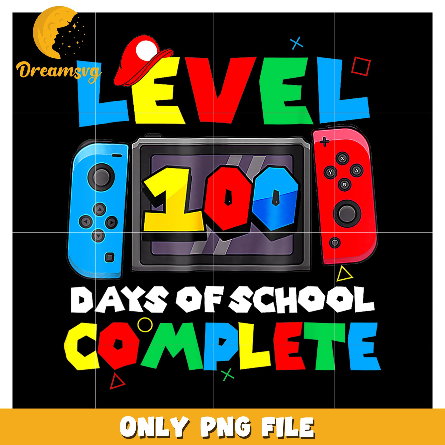 Level 100 Days of School Complete Fun Gaming PNG Design