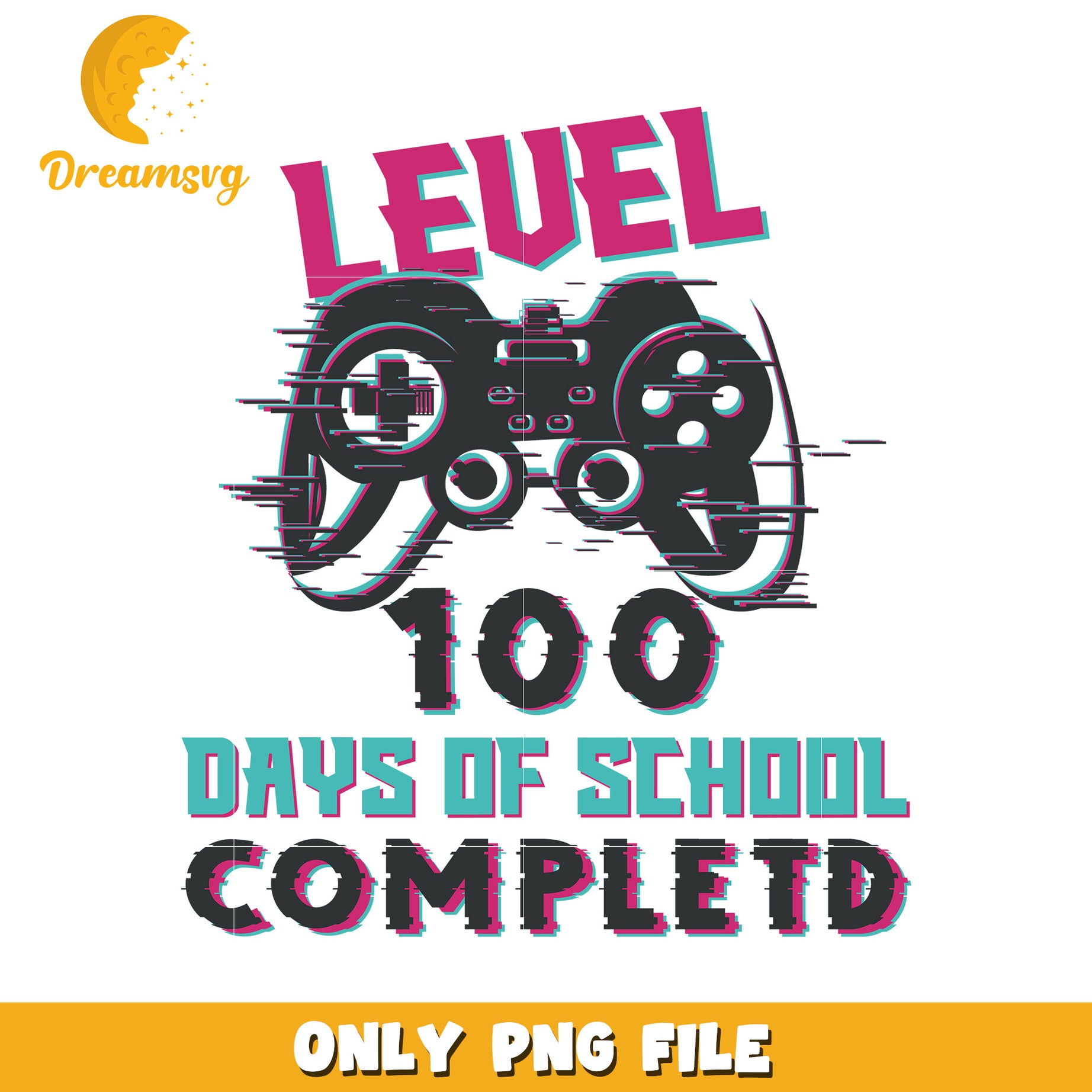 Level 100 Days of School Completed Gamer PNG Design File