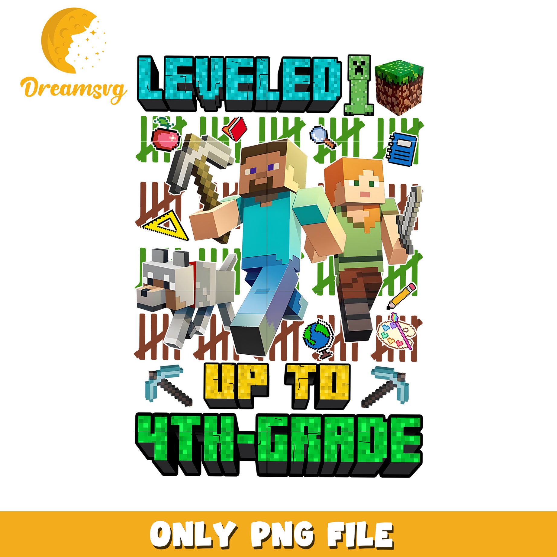 Leveled up to 4th grade png, minecraft movies png, minecraft characters png
