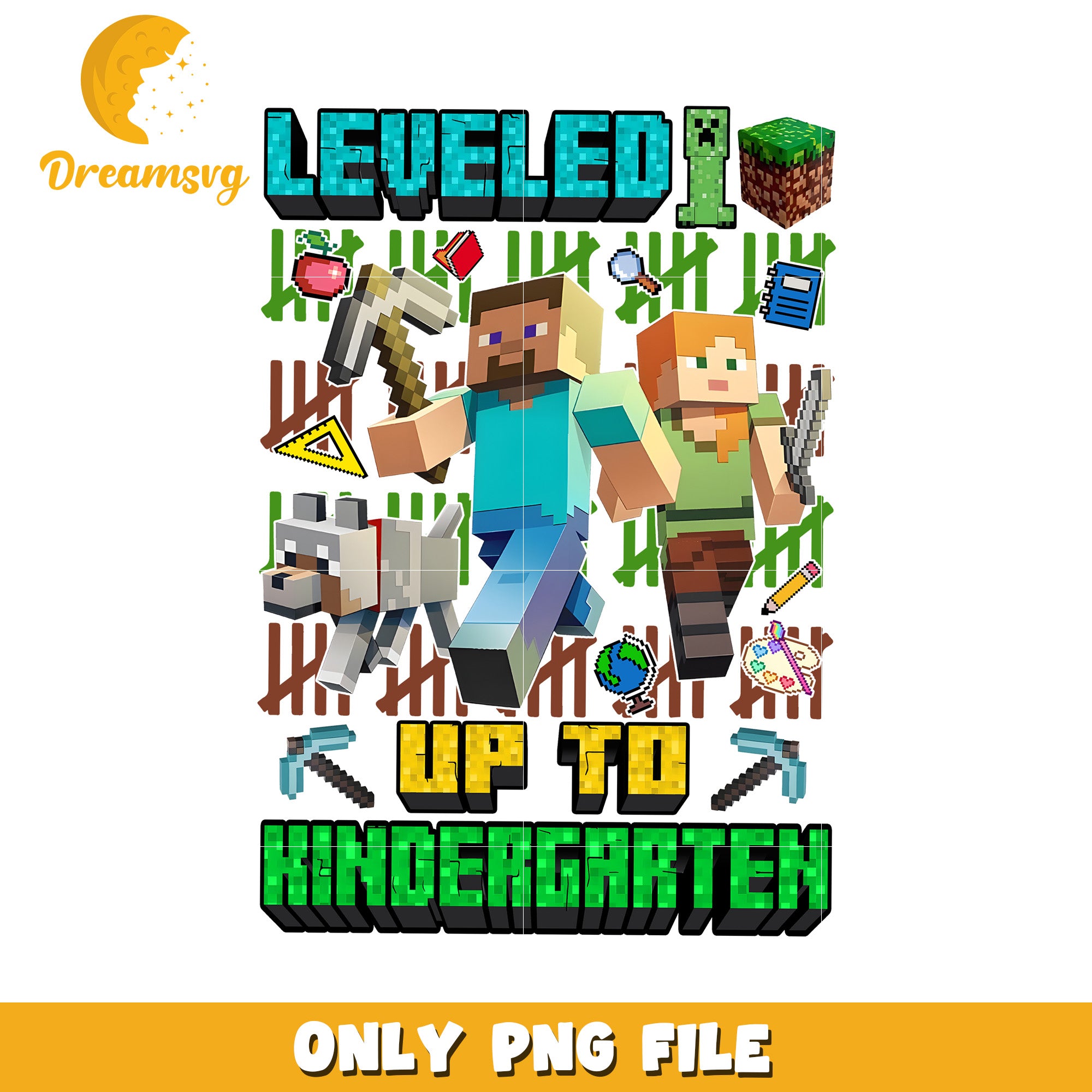 Leveled up to kindergarten png, minecraft movies png, minecraft charac ...