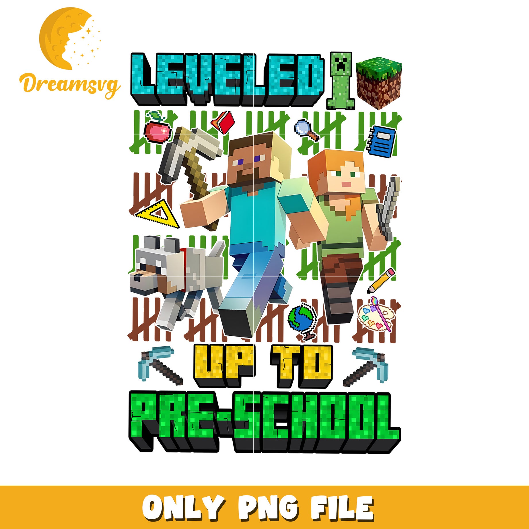 Leveled up to pre school png, minecraft cartoons png, minecraft toys png
