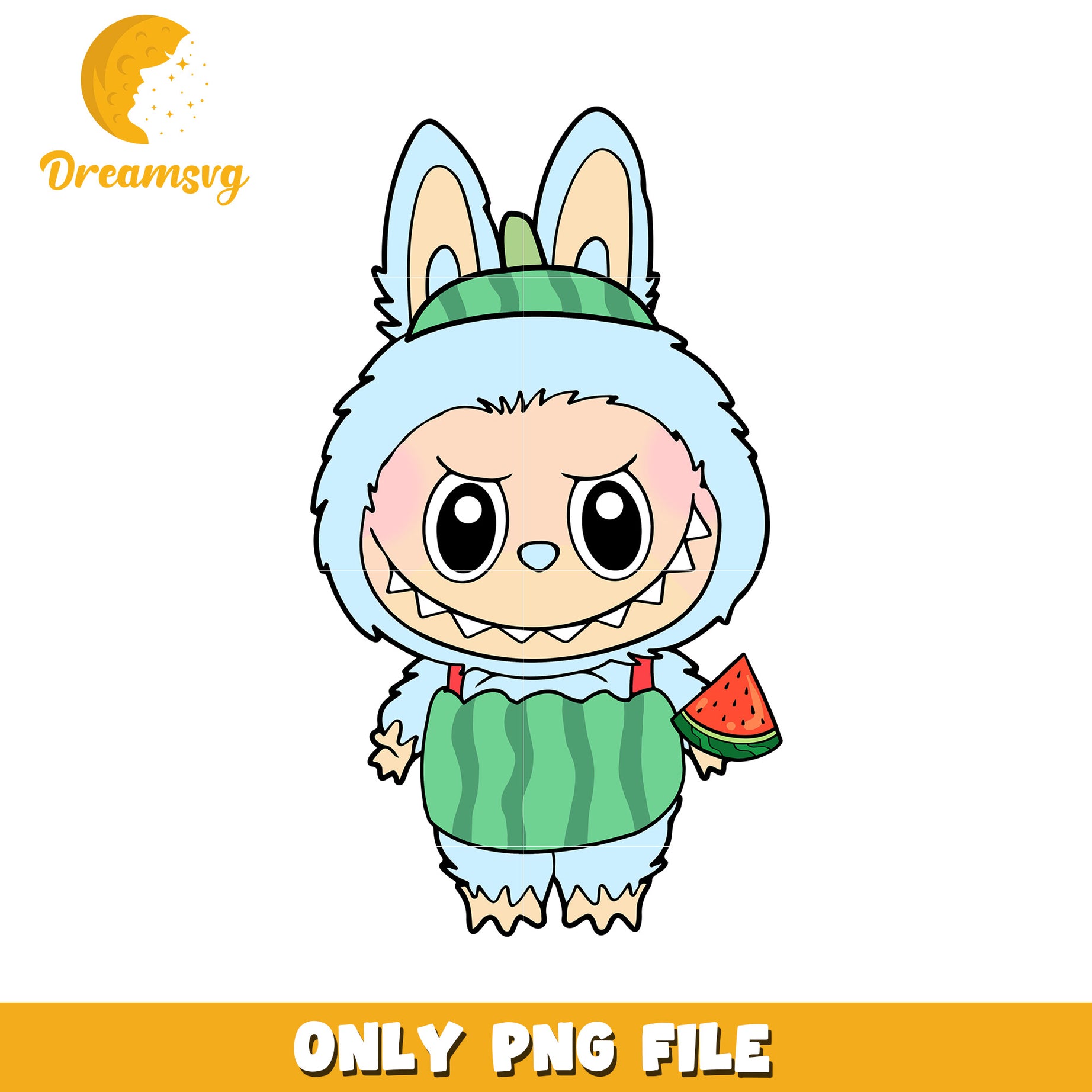 Light blue and labubu watermelon png, cute labubu​ png, labubu cartoon​ png