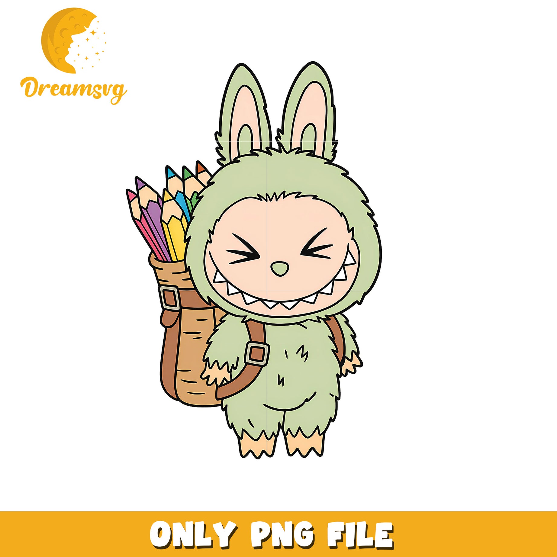 Light green labubu go to school png, labubu characters​ png, labubu wallpaper png