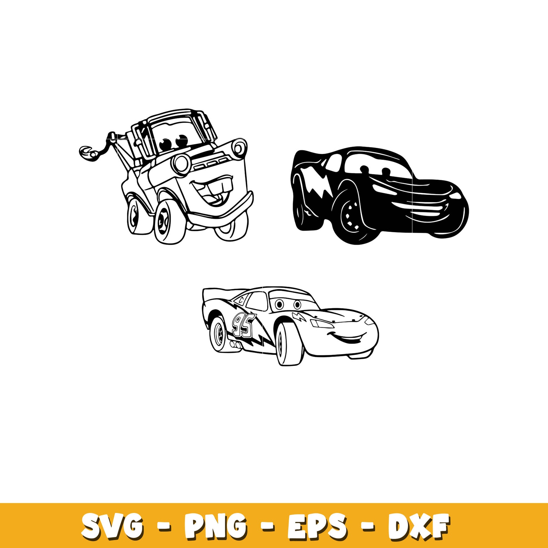 Lightning McQueen coloring bundle svg,   cars svg, Disney cartoon svg, Digital download 