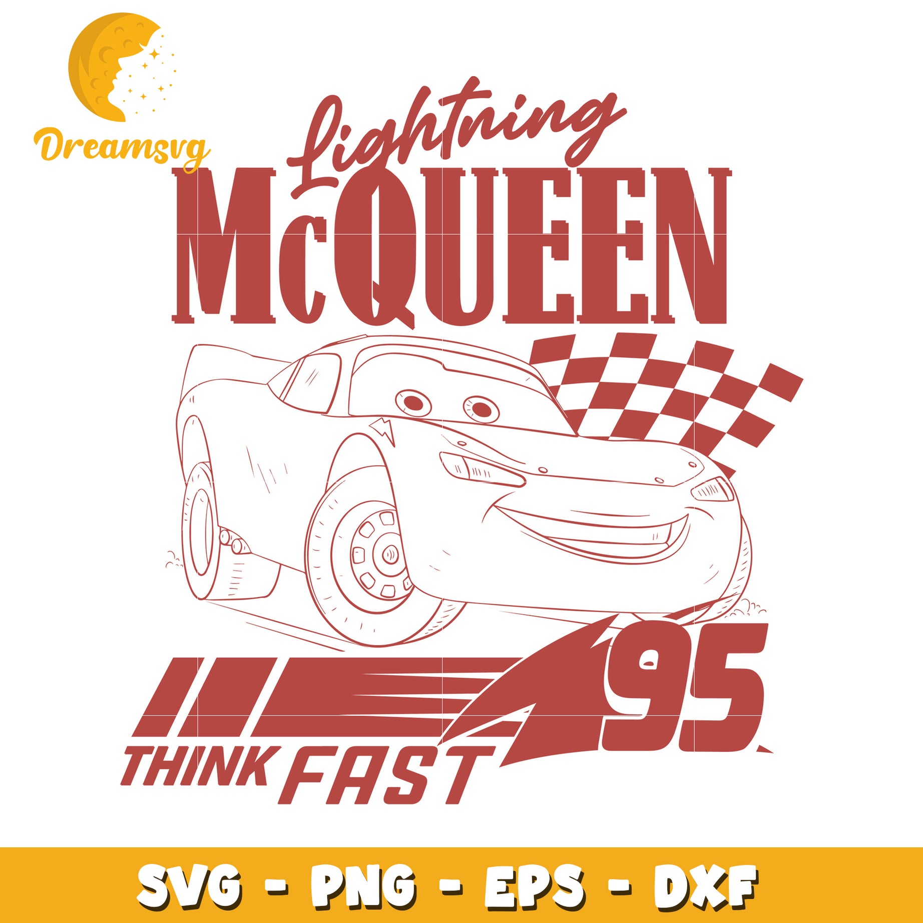 Lightning McQueen SVG Design Think Fast Cars Printable Art