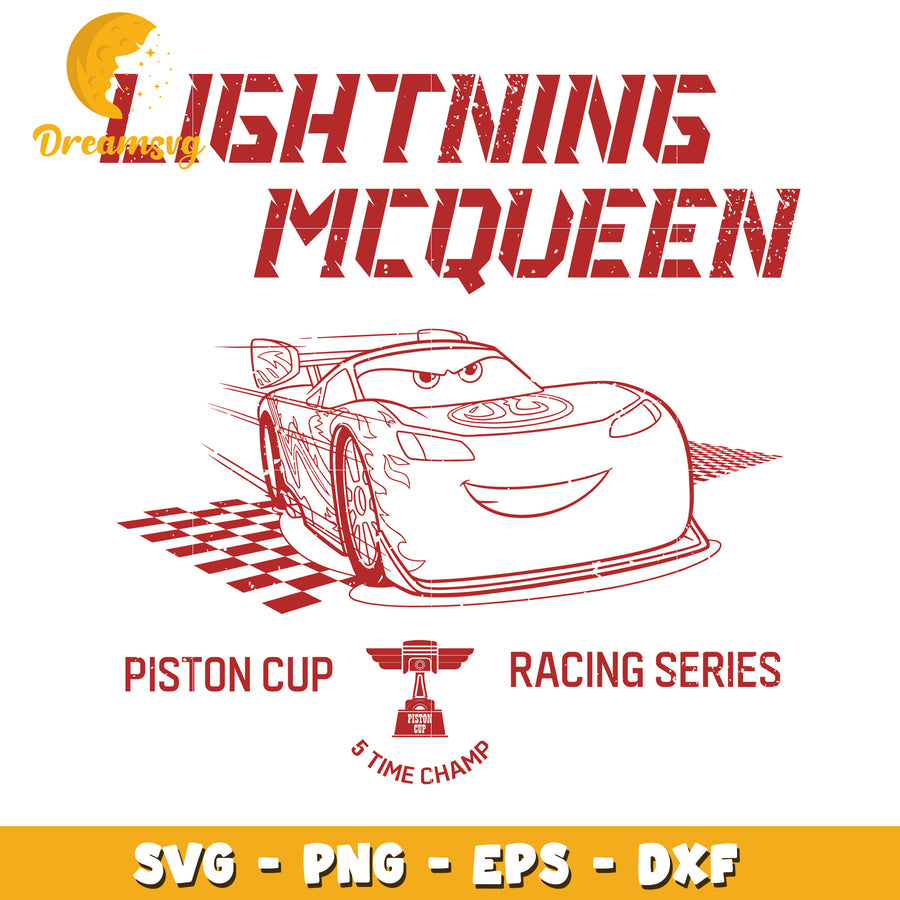Lightning McQueen SVG Design for Piston Cup Racing Series Art