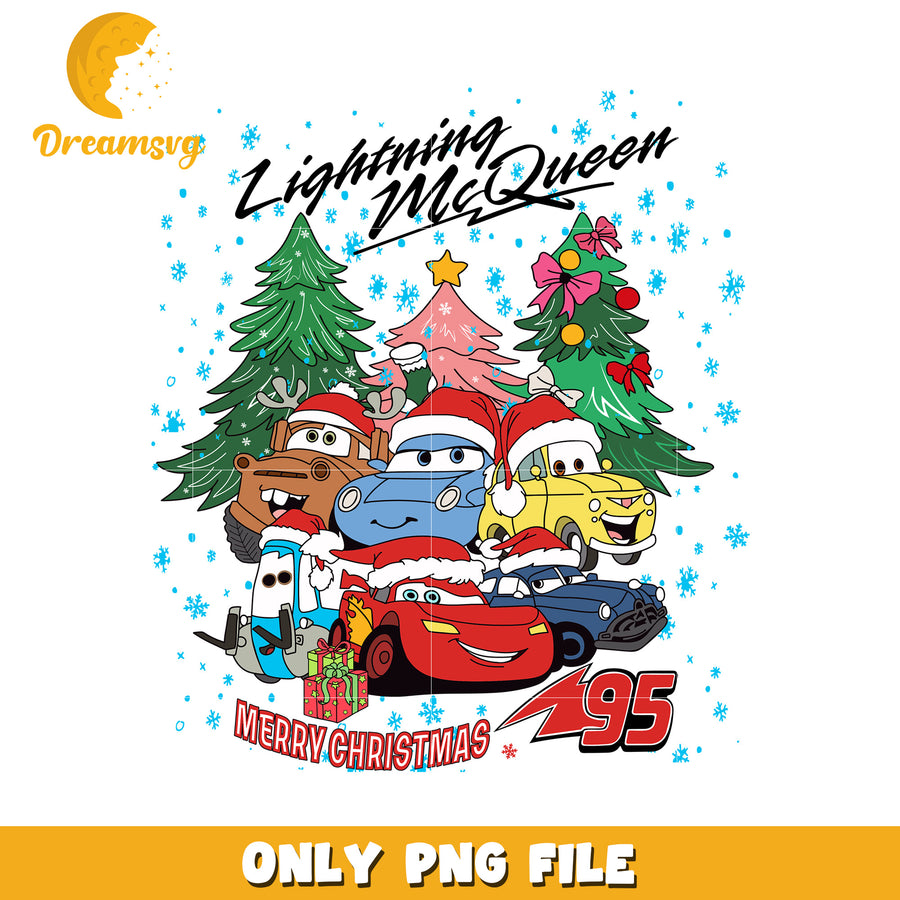 Lightning mcqueen png, png, holiday cheer png, disney festive png