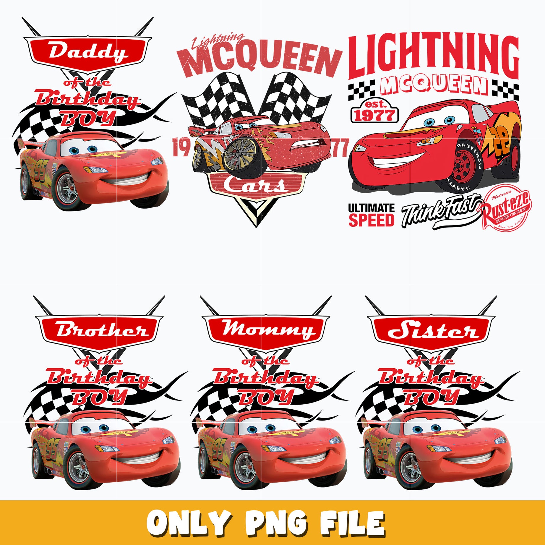 Lightning Mc Queen bundle png, Disney cars png, disney cartoon png, Digital download