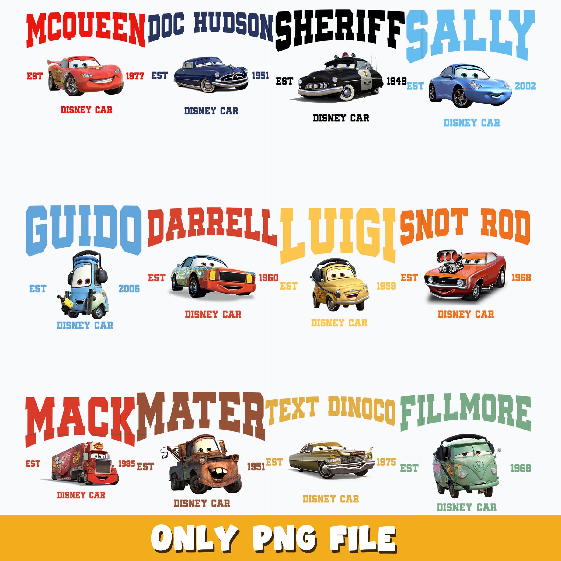 Disney car est bundle png, Disney cars png, disney cartoon png, Digital download