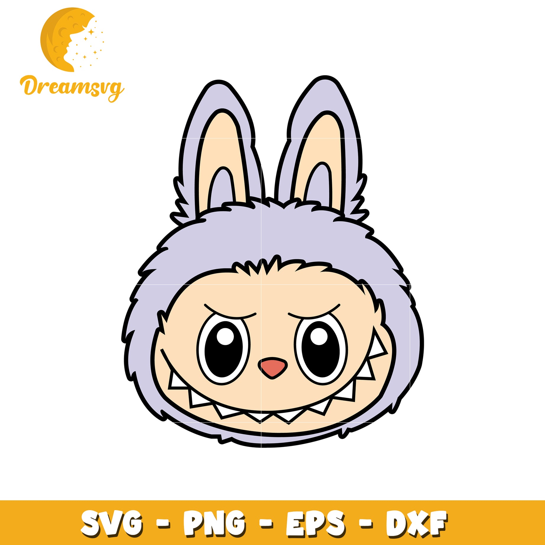 Light purple labubu head svg, popmart labubu svg, labubu dolls svg