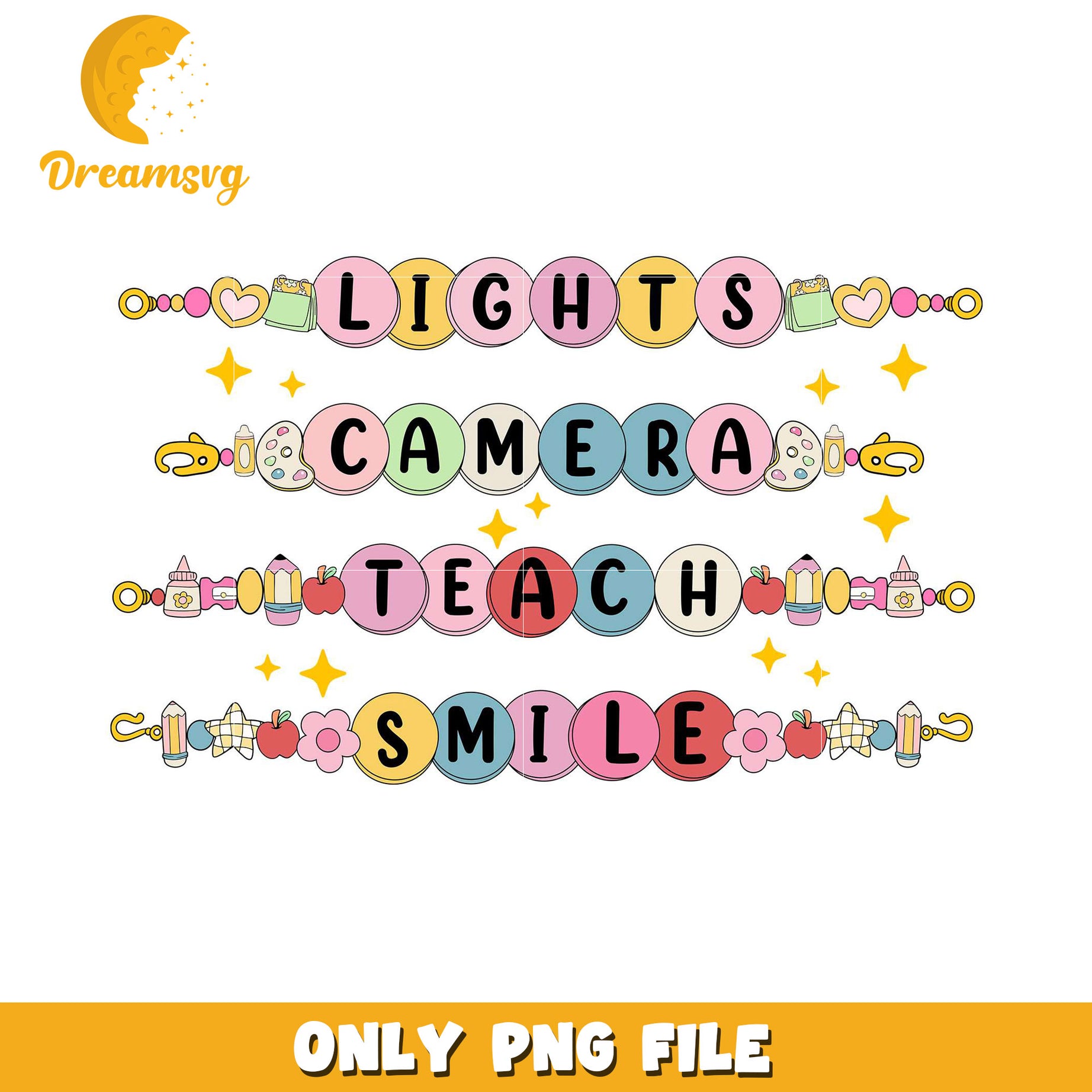 Lights Camera Teach Smile PNG