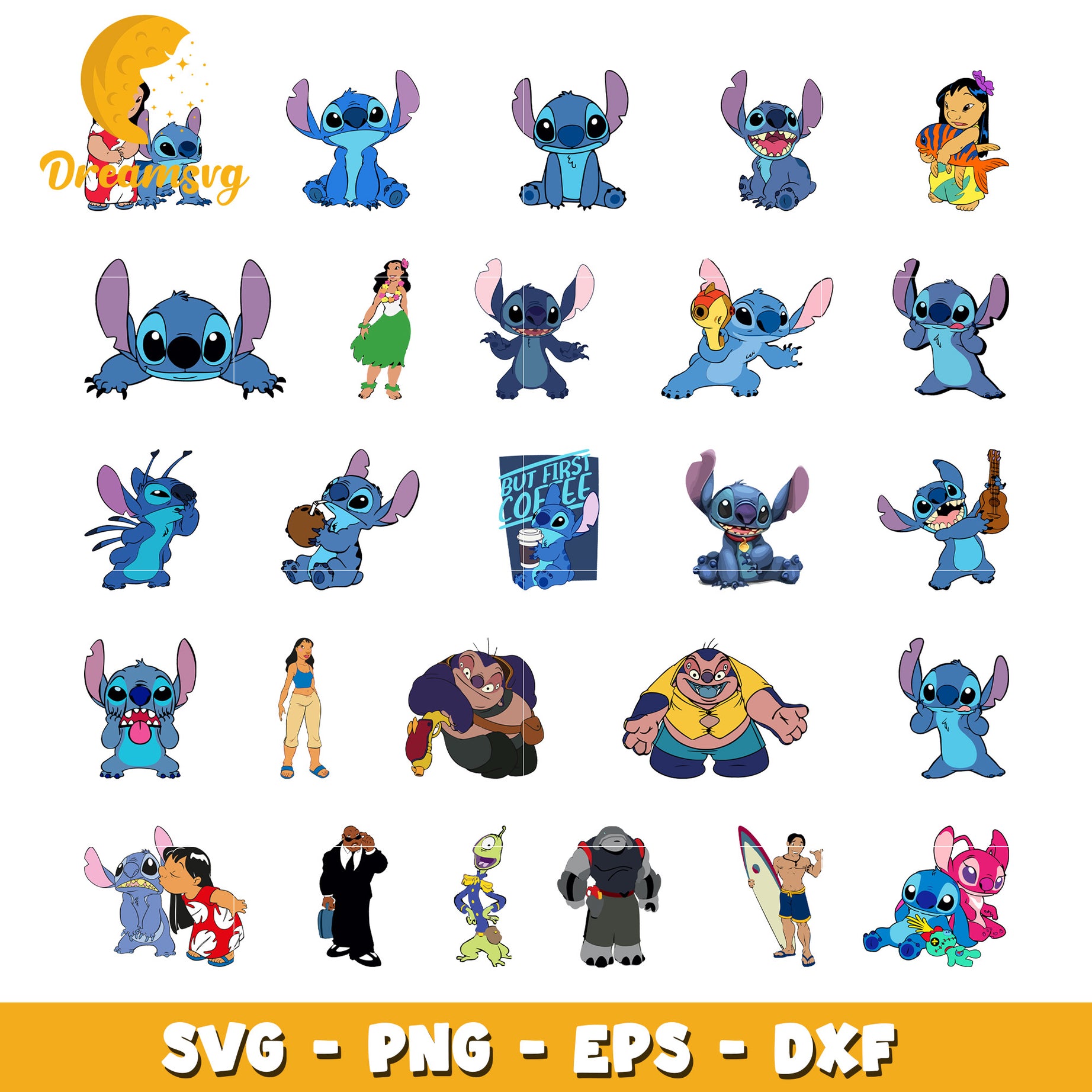 Lilo and stitch cartoon bundle svg, disney lilo and stitch​ svg