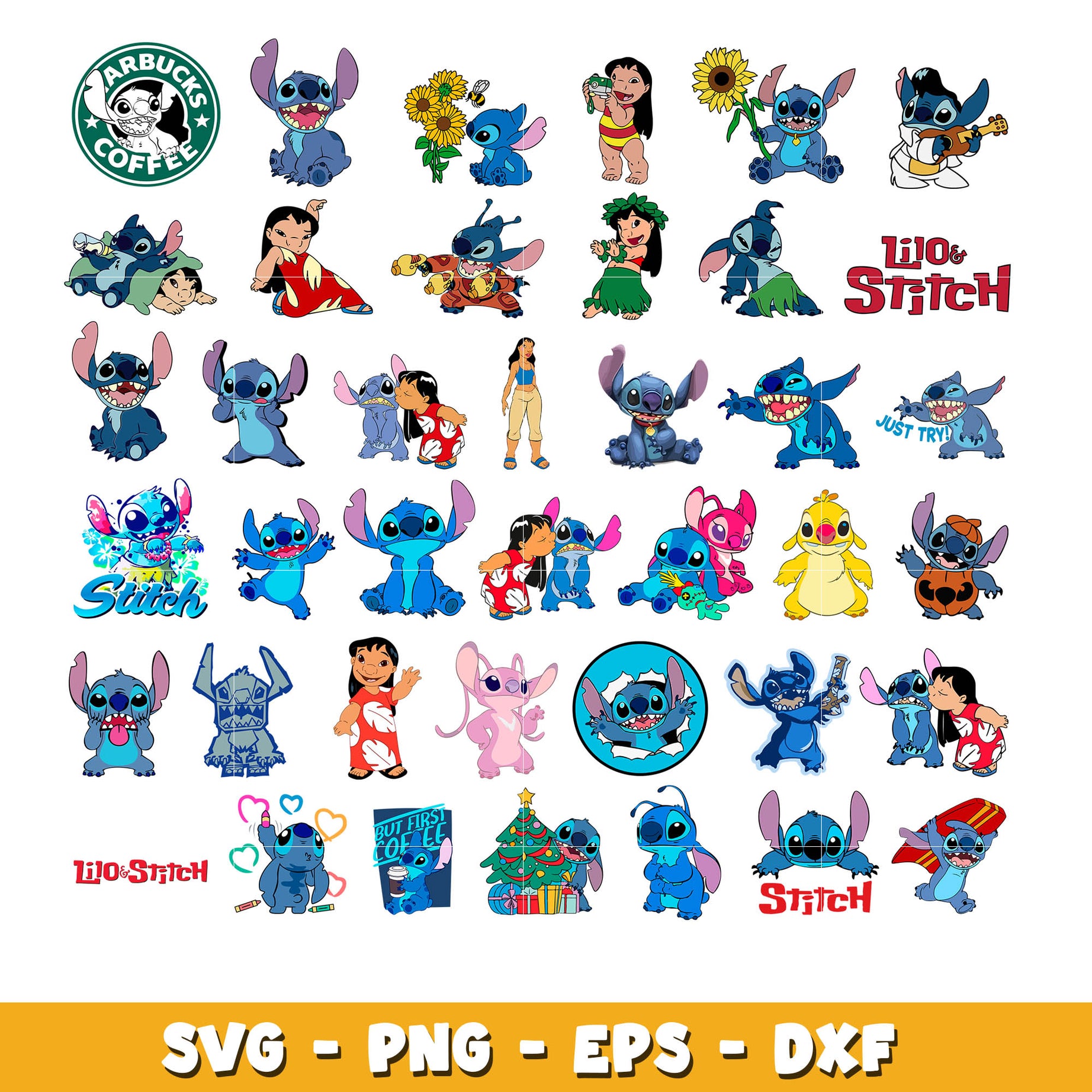 Lilo and Stitch characters bundle svg, Disney cartoon svg, Digital download  