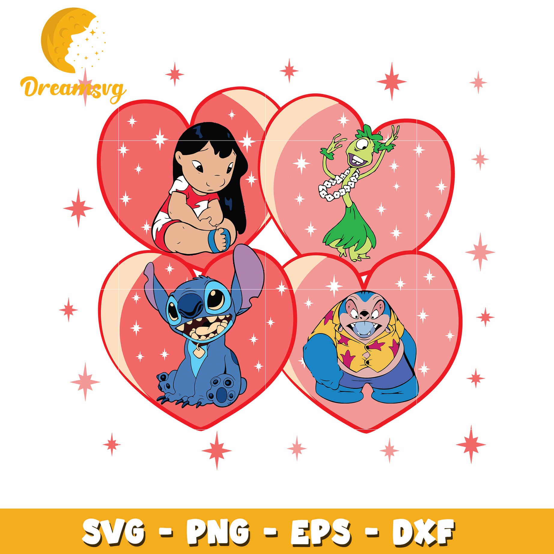 Lilo Stitch Valentines SVG PNG EPS DXF