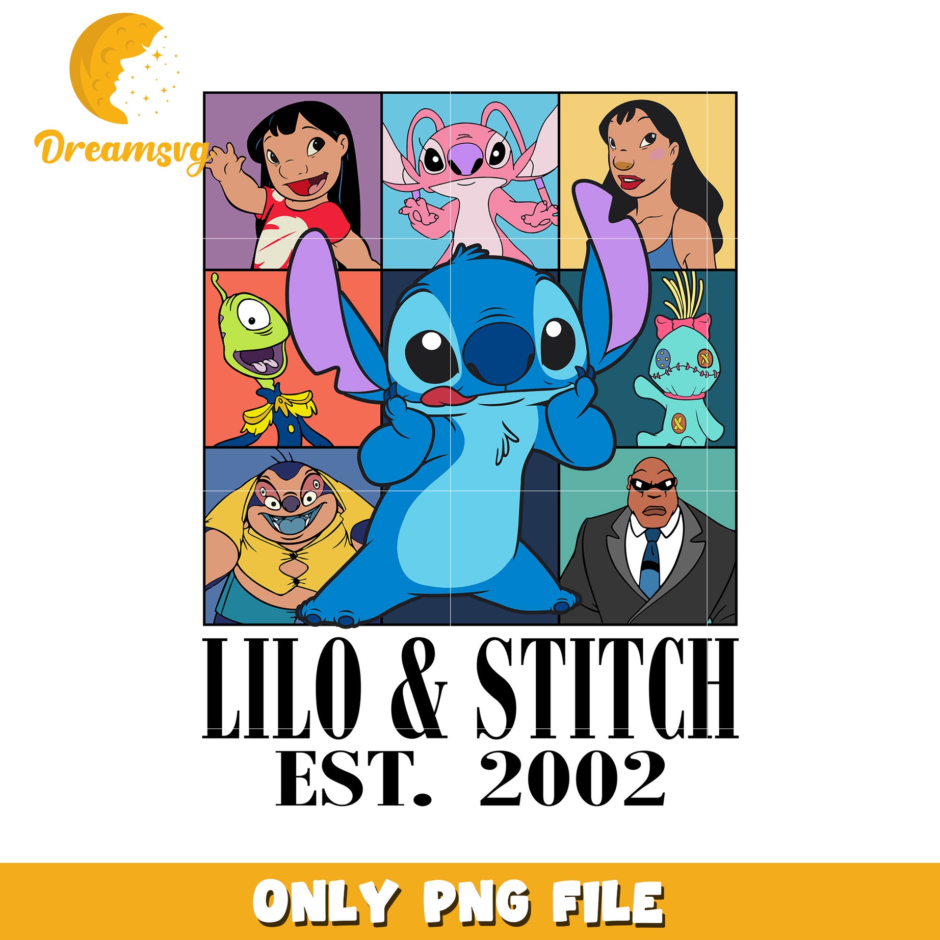Lilo & Stitch PNG Art, Classic Disney Characters, Digital Download
