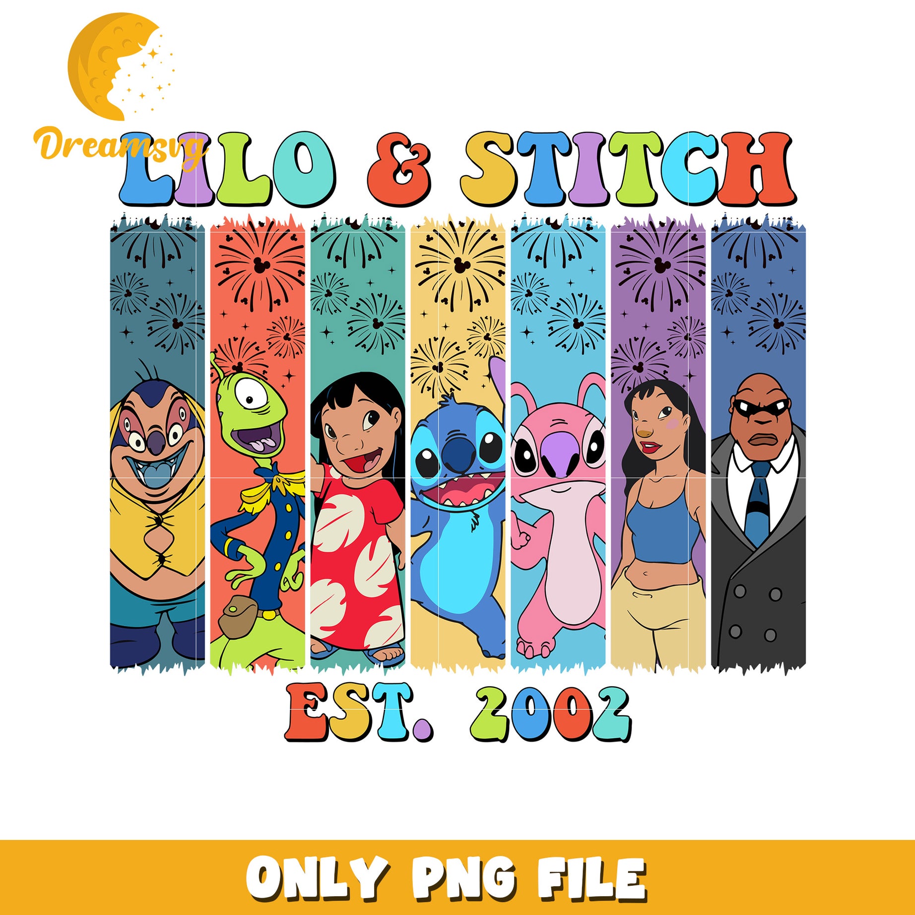 Lilo & Stitch PNG, Est. 2002, Sublimation Design
