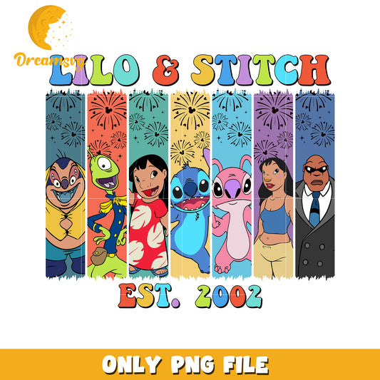 Lilo & Stitch PNG, Est. 2002, Sublimation Design