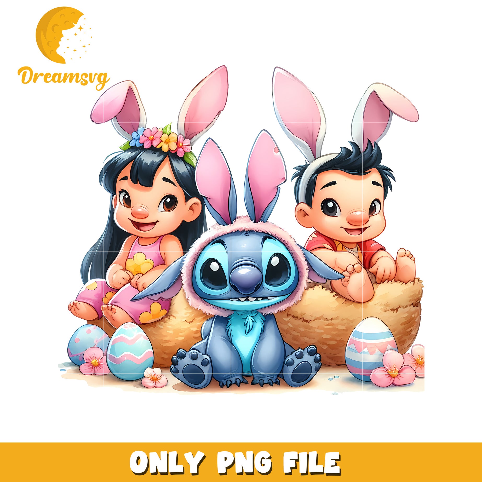 Lilo & Stitch characters on easter day png, disney character png