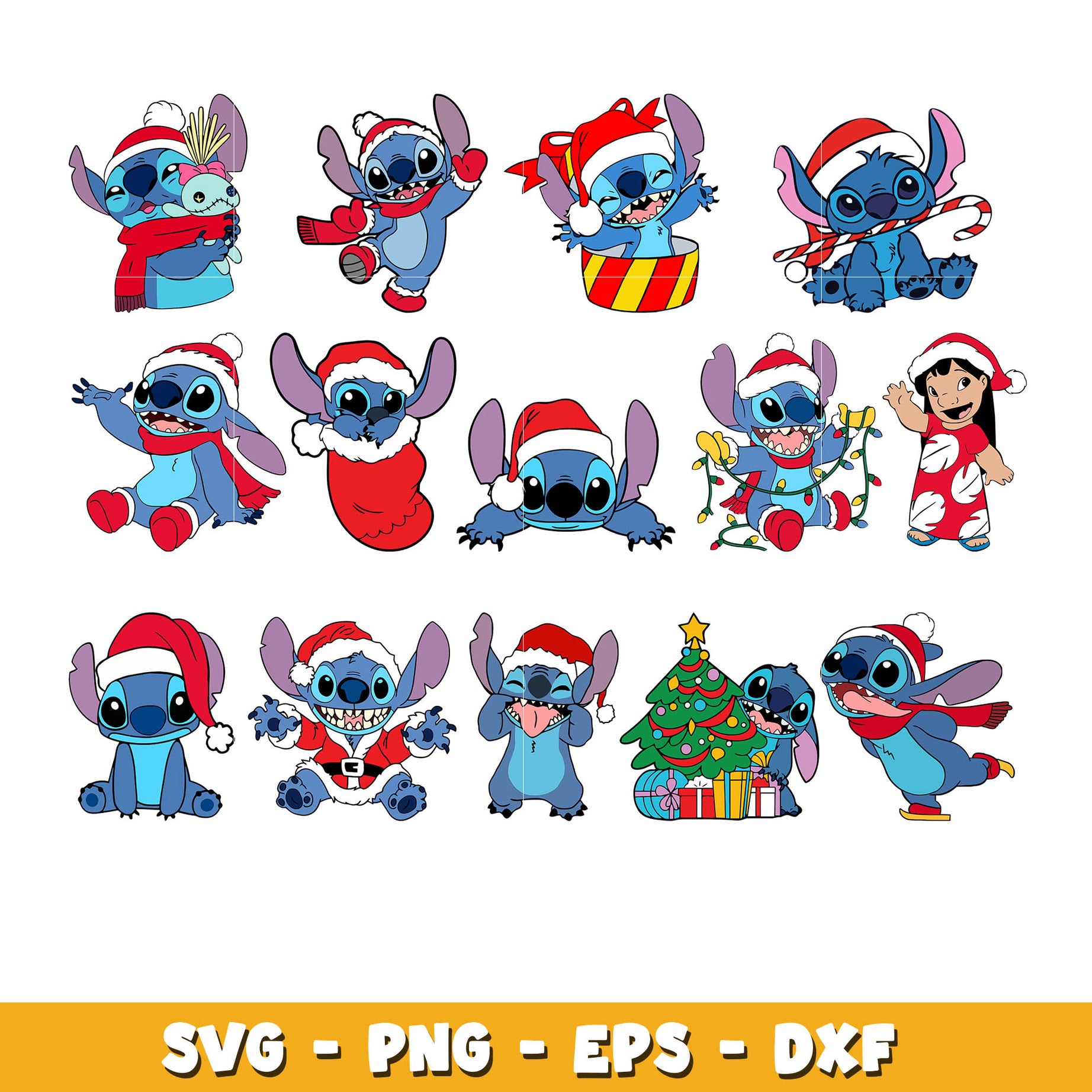 Lilo & Stitch Christmas bundle svg, Disney cartoon svg, Digital download  