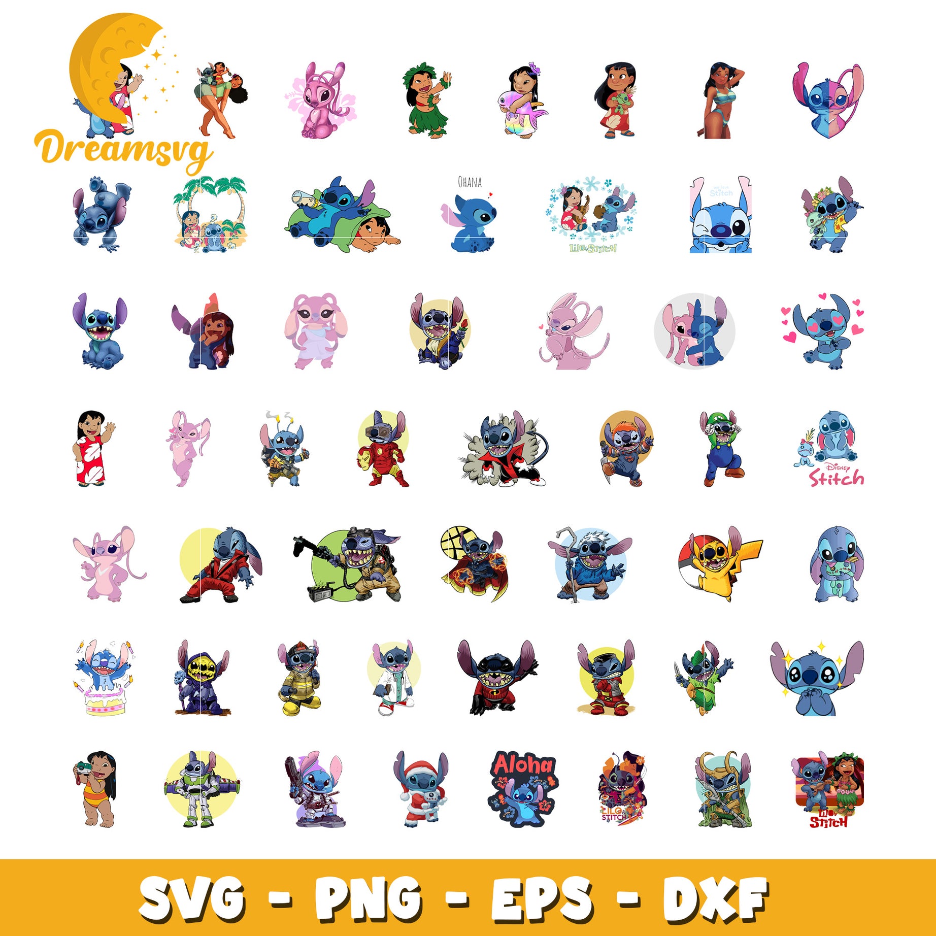 Disney stitch cosplay design bundle svg, stitch the cartoon​ svg