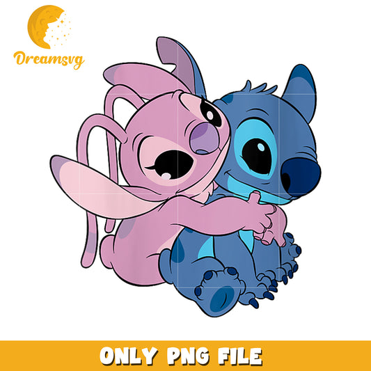 Lilo and stitch cute angel and stitch hugging png, stitch and angel png