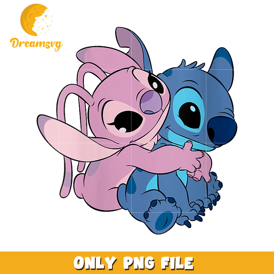 Lilo and stitch cute angel and stitch hugging png, stitch and angel png