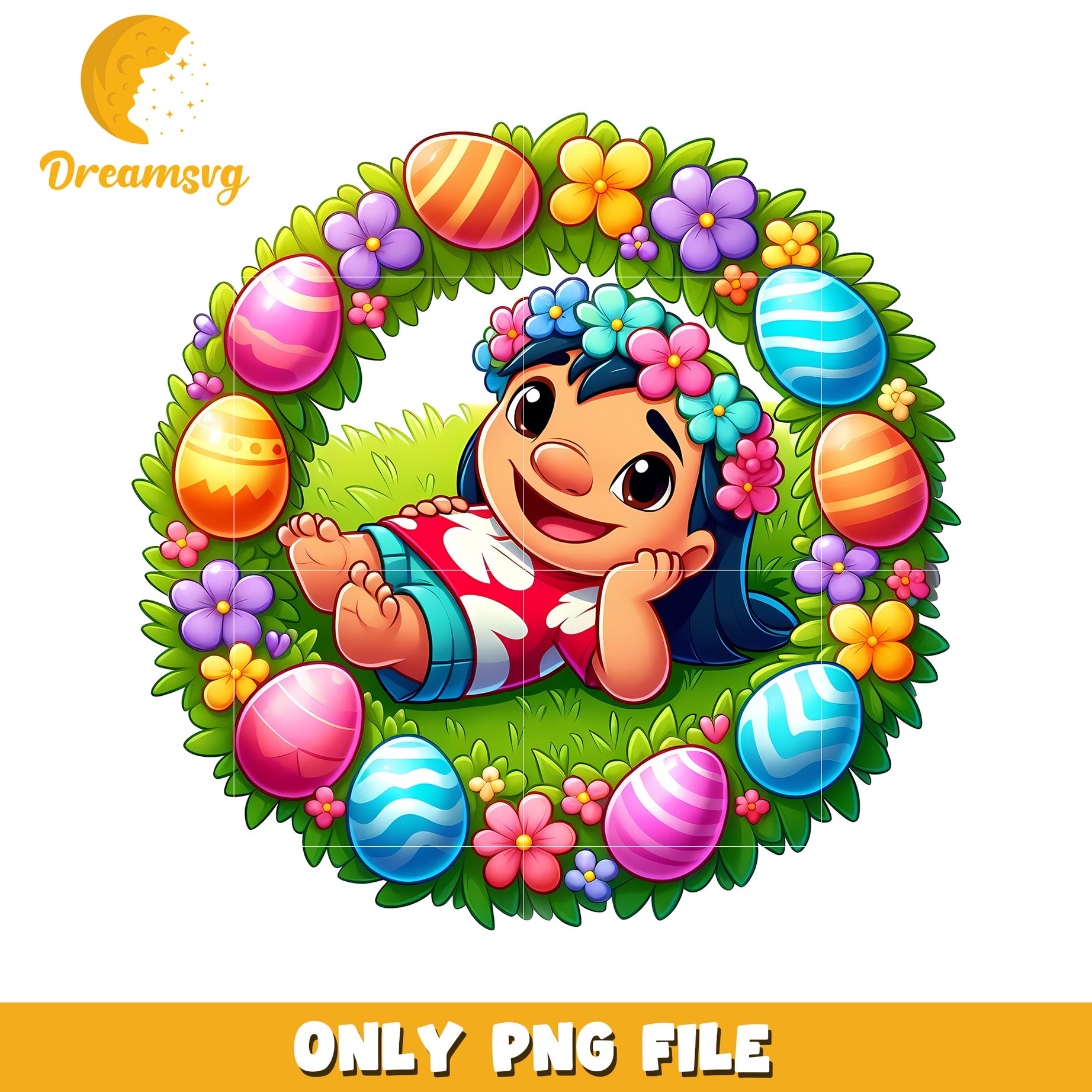 Lilo character and easter eggs png, easter day png, cartoon png