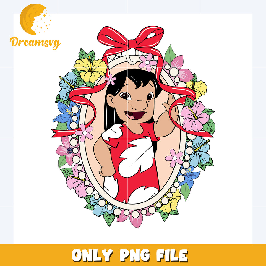 Lilo picture frame design png, disney plus png, disney world png