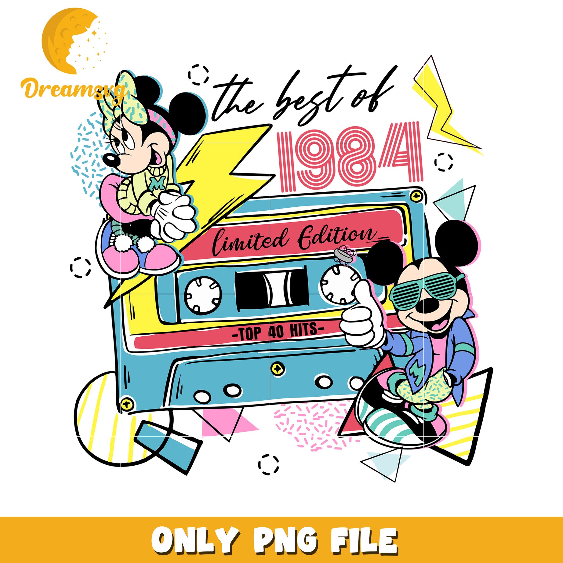 Limited Edition 1984 Retro Mickey Mouse PNG Design