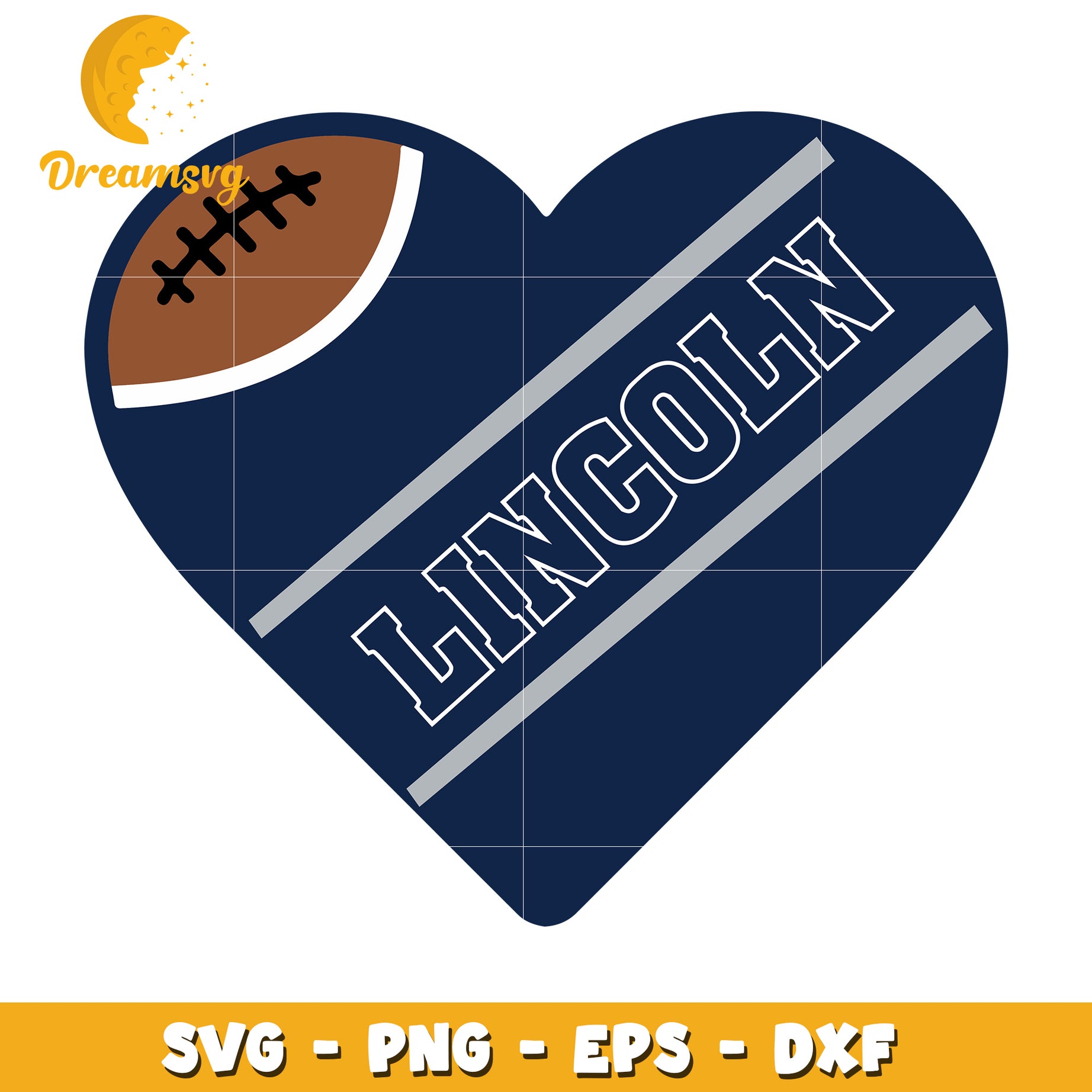 Lincoln Football Heart SVG PNG EPS DXF