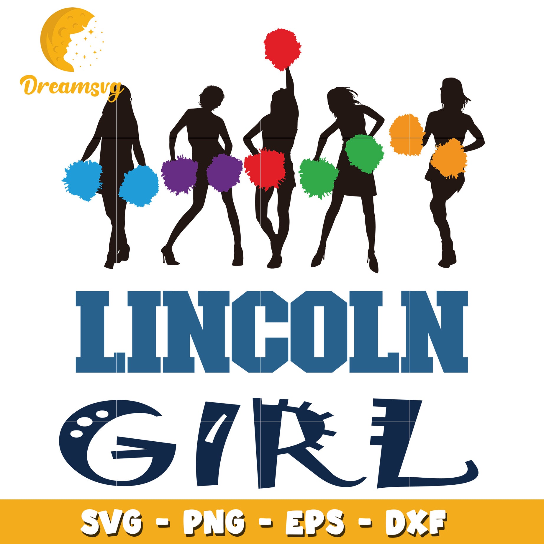 Lincoln Girl Cheerleaders SVG PNG EPS DXF