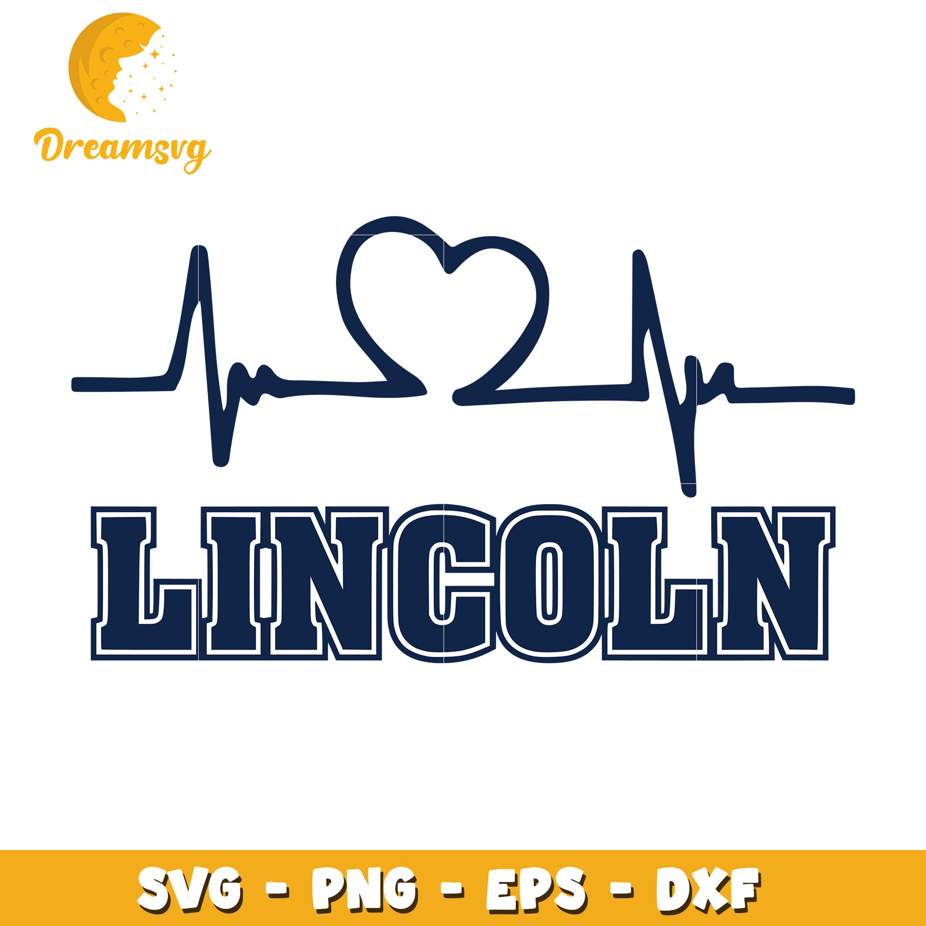 Lincoln Heartbeat SVG Cut File