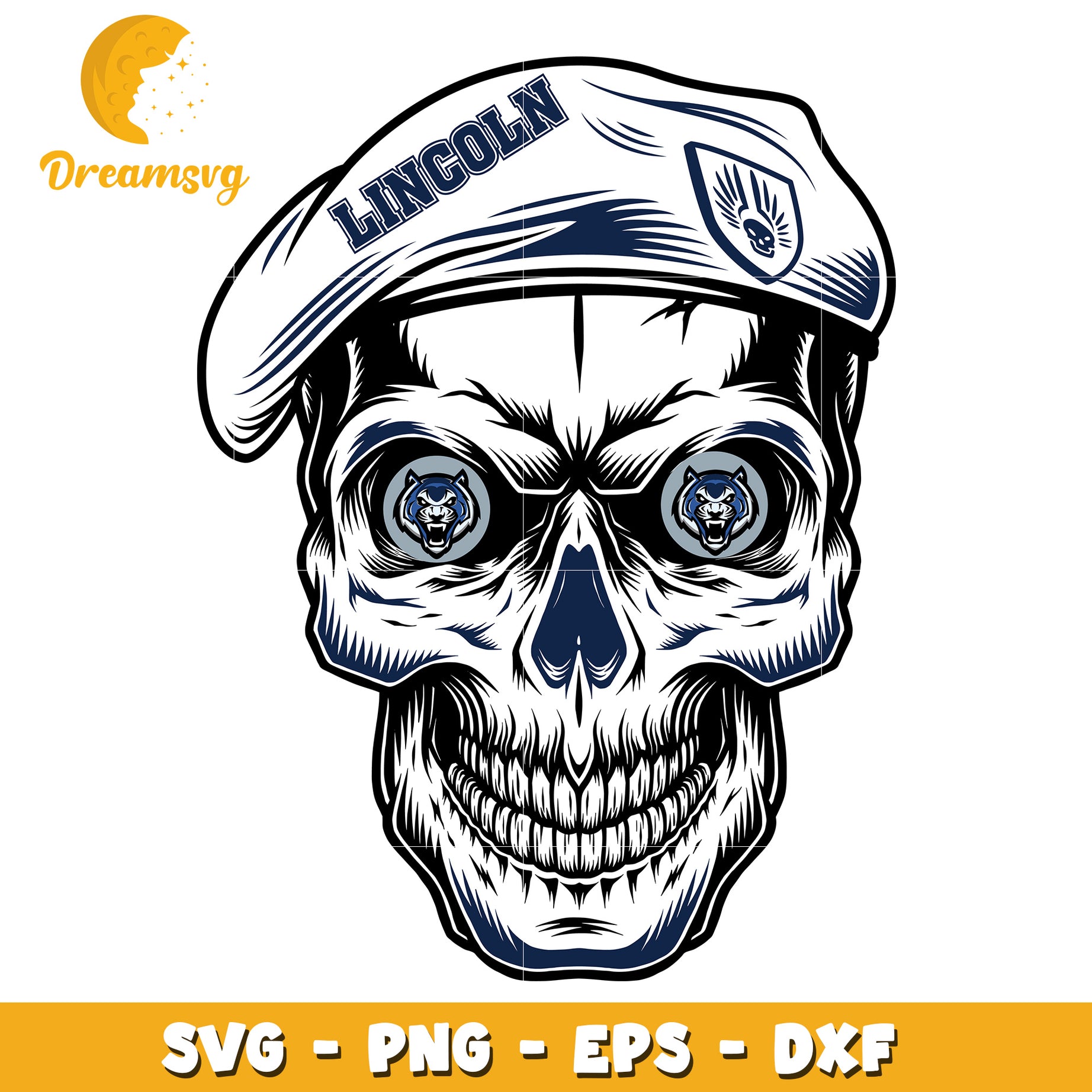 Lincoln Skull SVG Cut File PNG EPS DXF