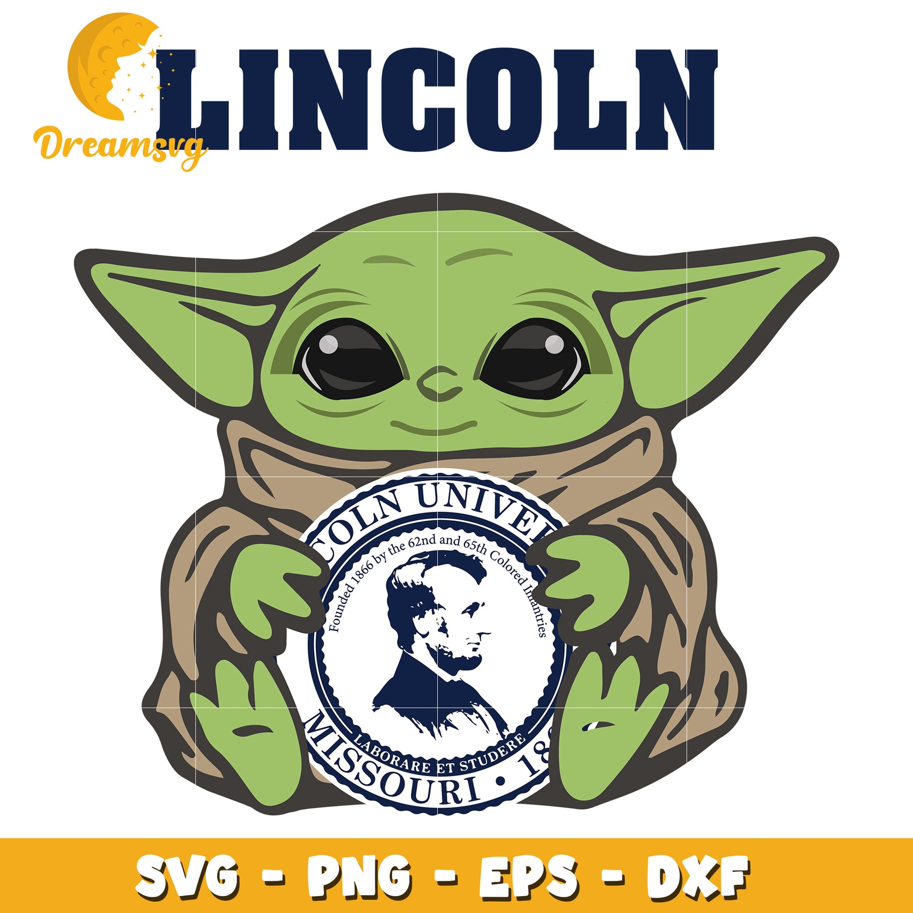 Lincoln University Baby Yoda SVG Cut File