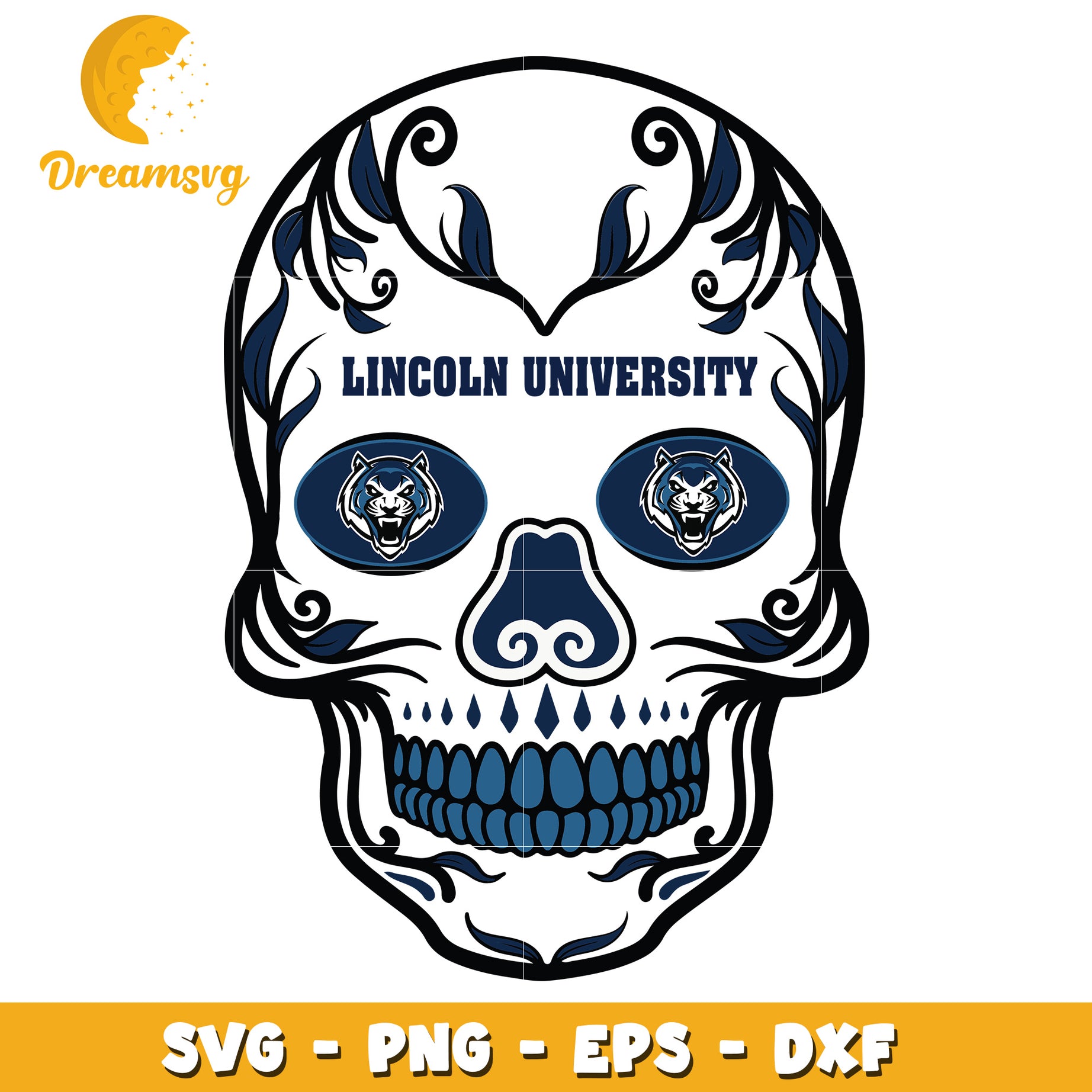 Lincoln University Sugar Skull SVG PNG EPS DXF