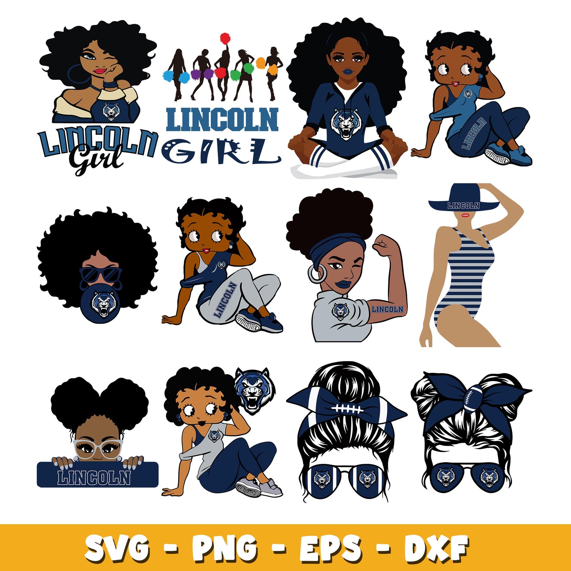 Lincoln University girl Bundle svg, Lincoln University logo svg, ncaa svg 