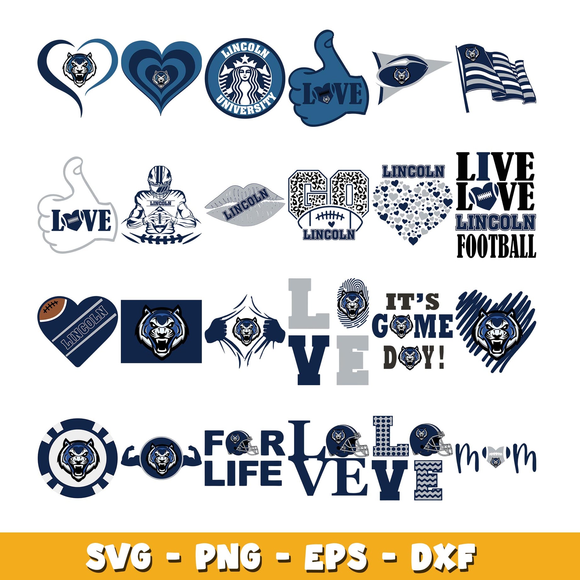 Lincoln University  love Bundle svg, Lincoln University logo svg, ncaa svg 