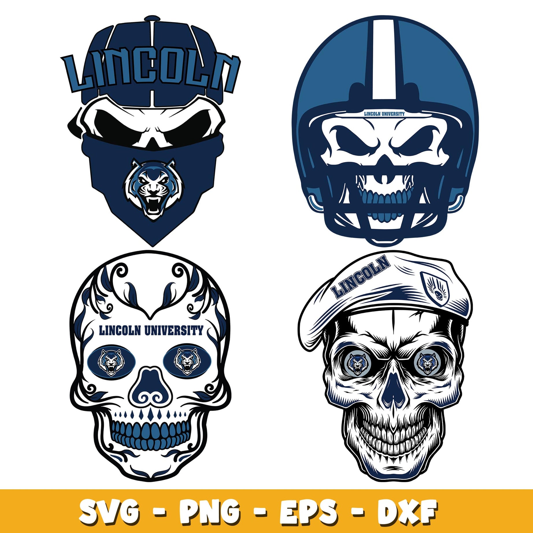 Lincoln University Skull Bundle svg, Lincoln University logo svg, ncaa svg 