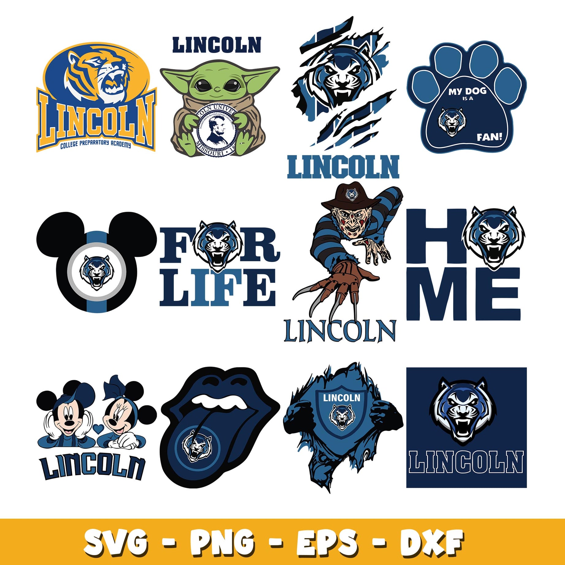 Lincoln University Bundle svg, Lincoln University logo svg, ncaa svg  