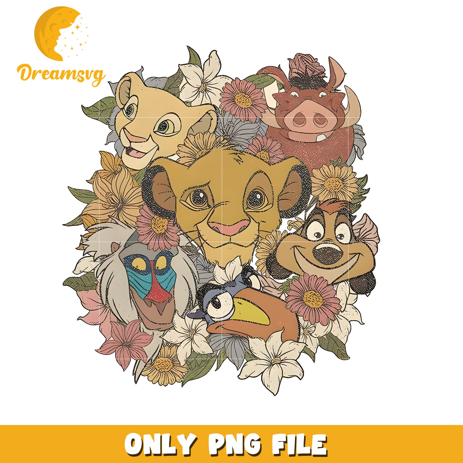 Lion King Floral PNG Sublimation