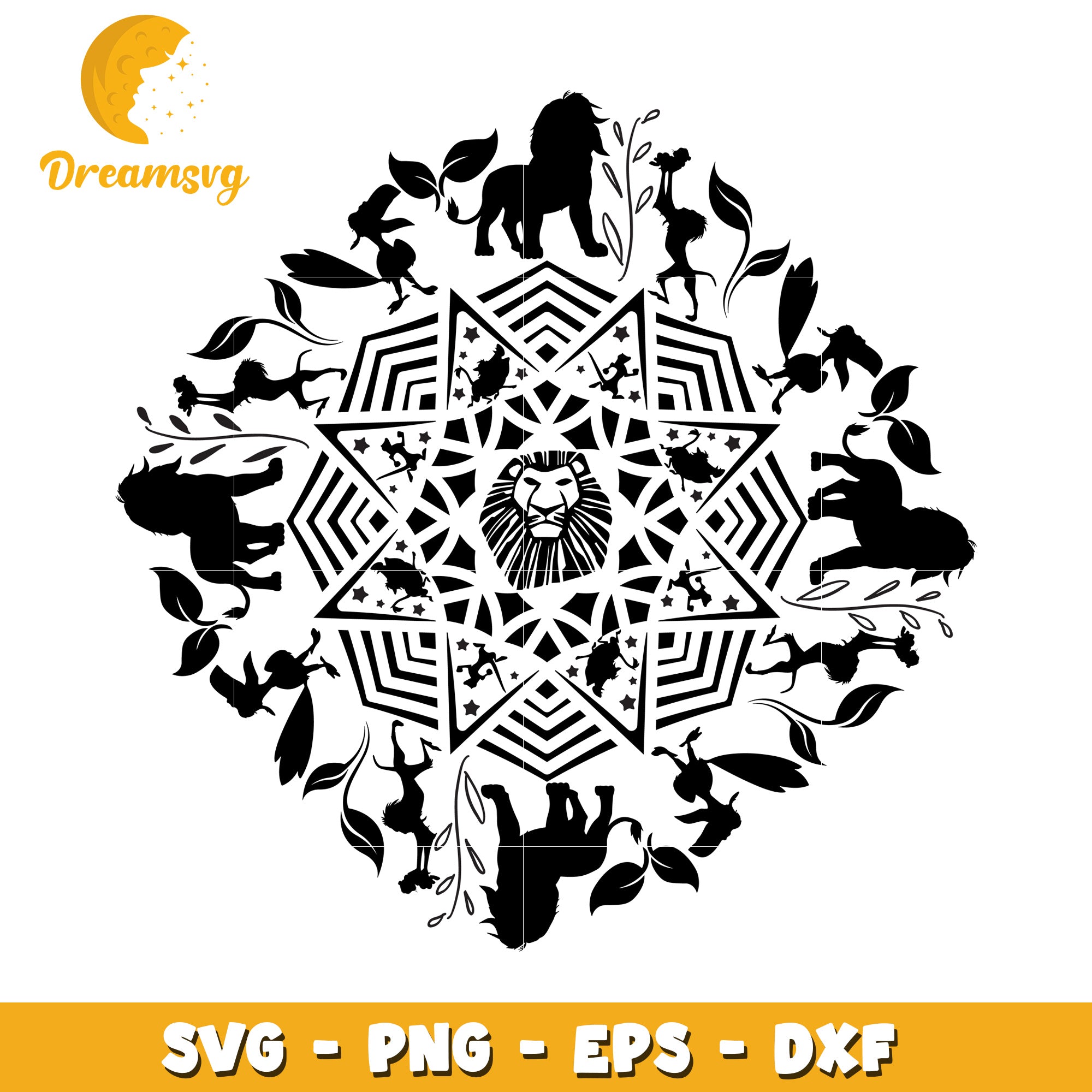 Lion King Mandala SVG PNG EPS DXF